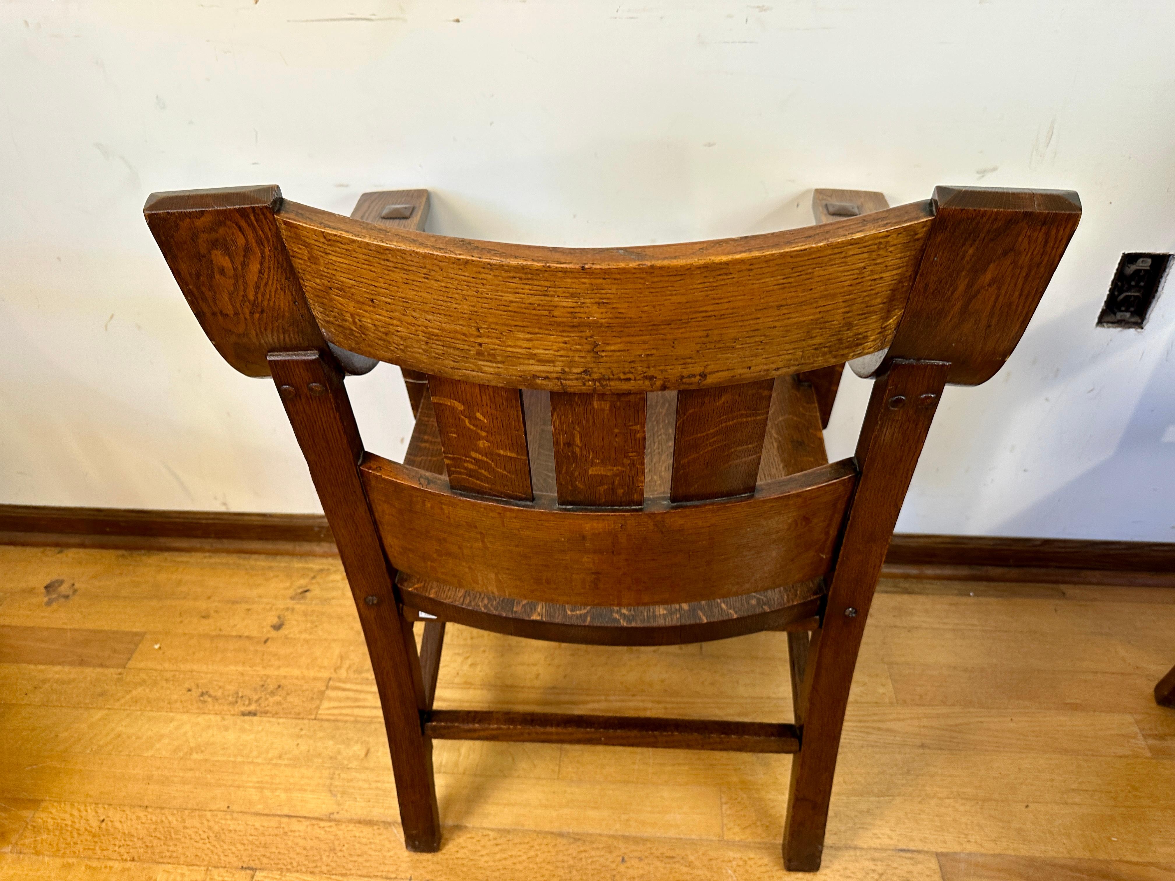 ANTIQUE set Four PERIOD A. Chairs by PHOENIX David  Kendal - Stickley era  W7365 For Sale 10