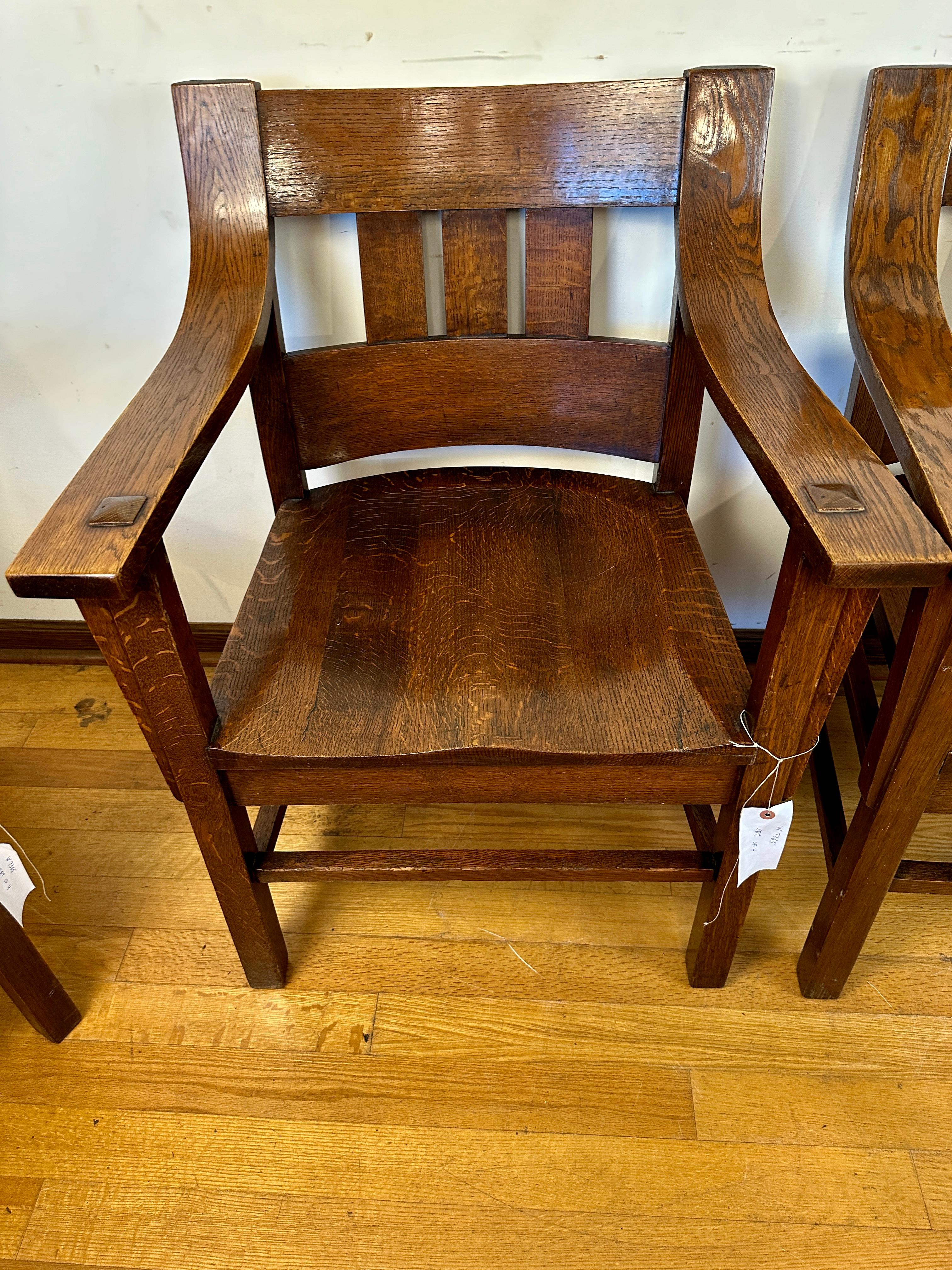 ANTIQUE set Four PERIOD A. Chairs by PHOENIX David  Kendal - Stickley era  W7365 In Good Condition For Sale In Shamokin Dam, PA