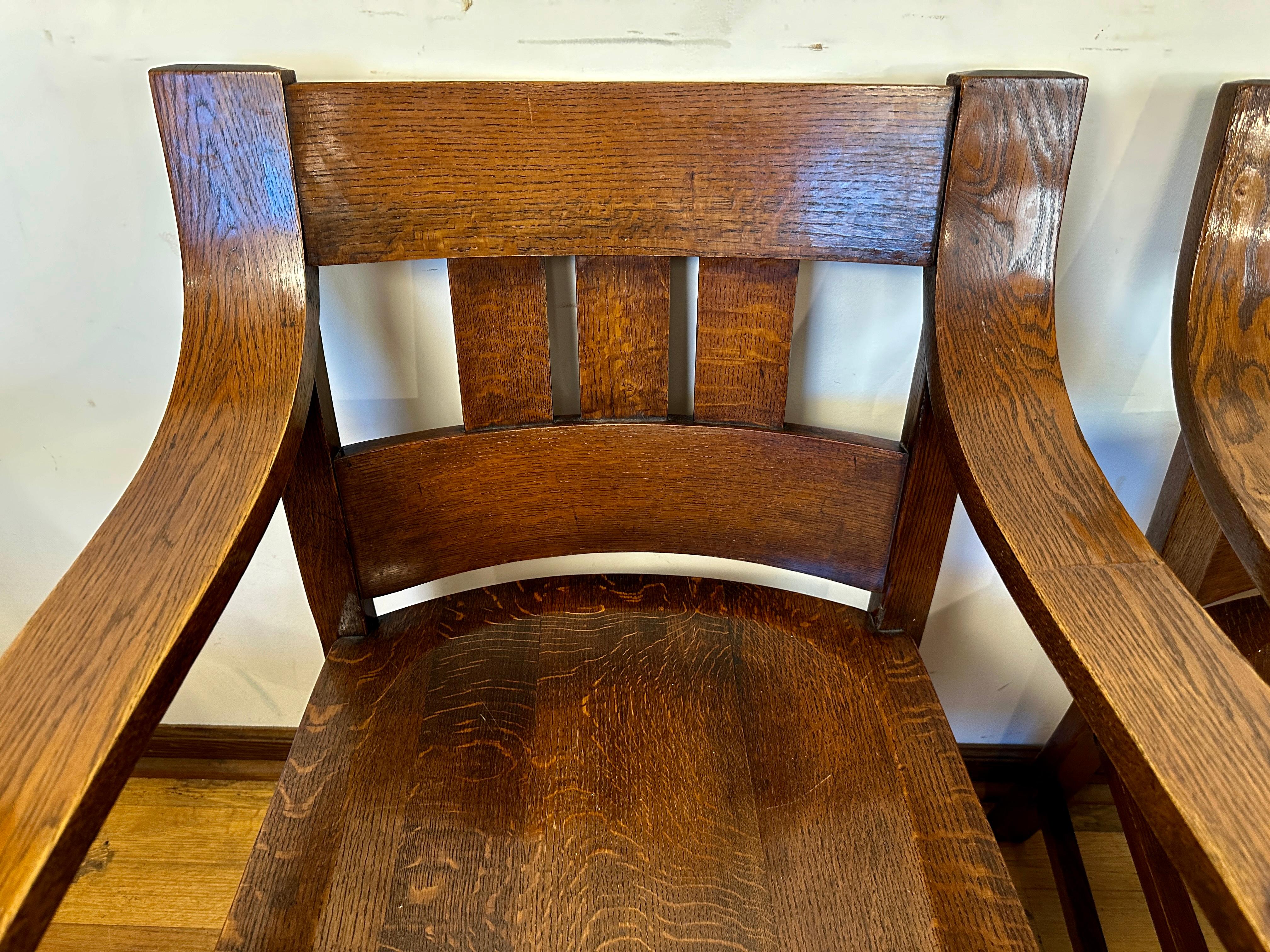 ANTIQUE set Four PERIOD A. Chairs by PHOENIX David  Kendal - Stickley era  W7365 For Sale 2