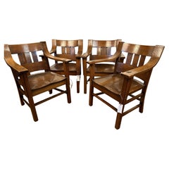 ANTIQUE set Four PERIOD A. Chairs by PHOENIX David  Kendal - Stickley era  W7365