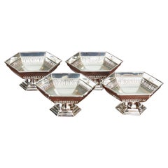 Antique Set of Four Art Deco Silver Bonbon Dishes by Walker & Hall