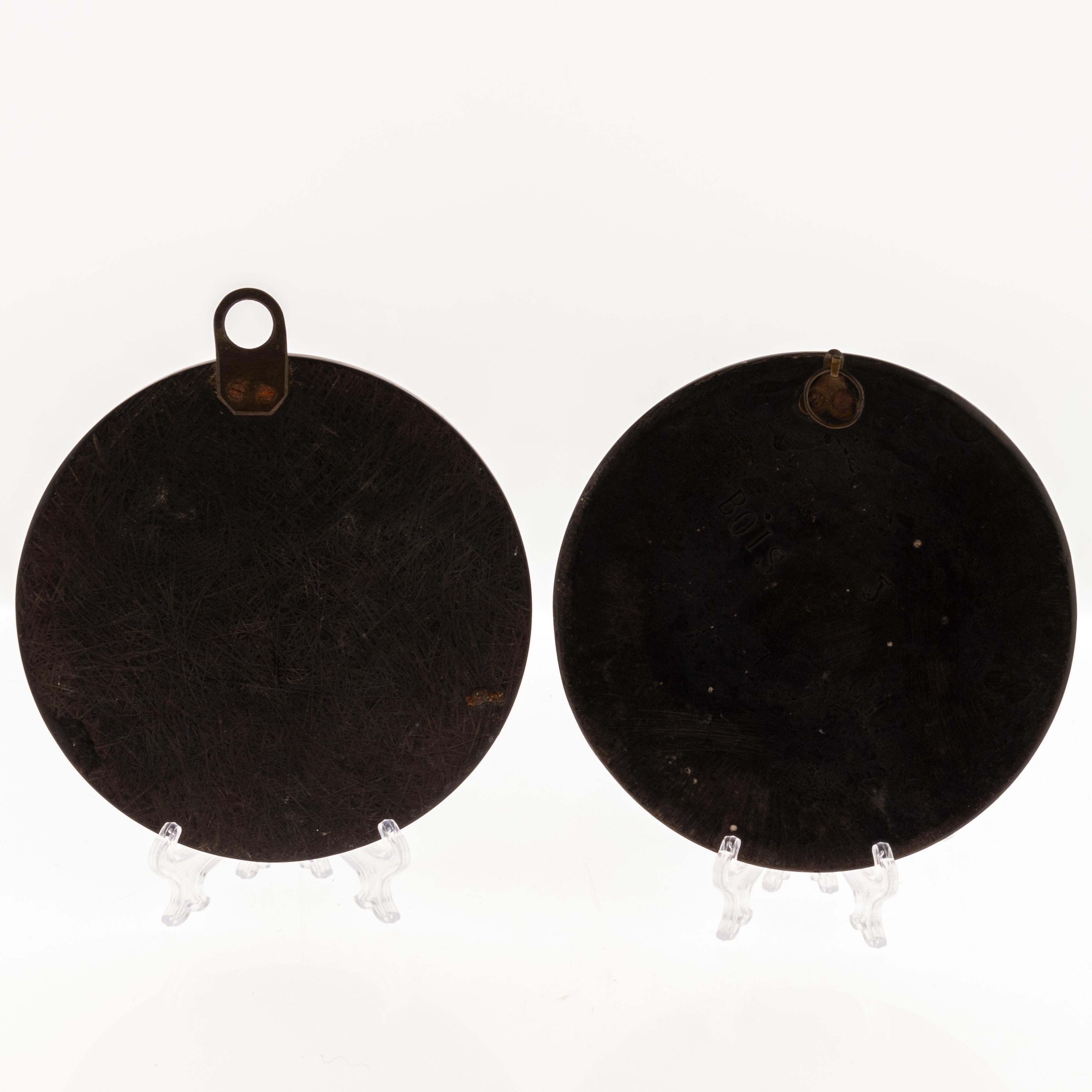 Antiguo Juego de Cuatro Placas de Retrato de Pared con Medallón Bois Durci Siglo XIX en venta 3