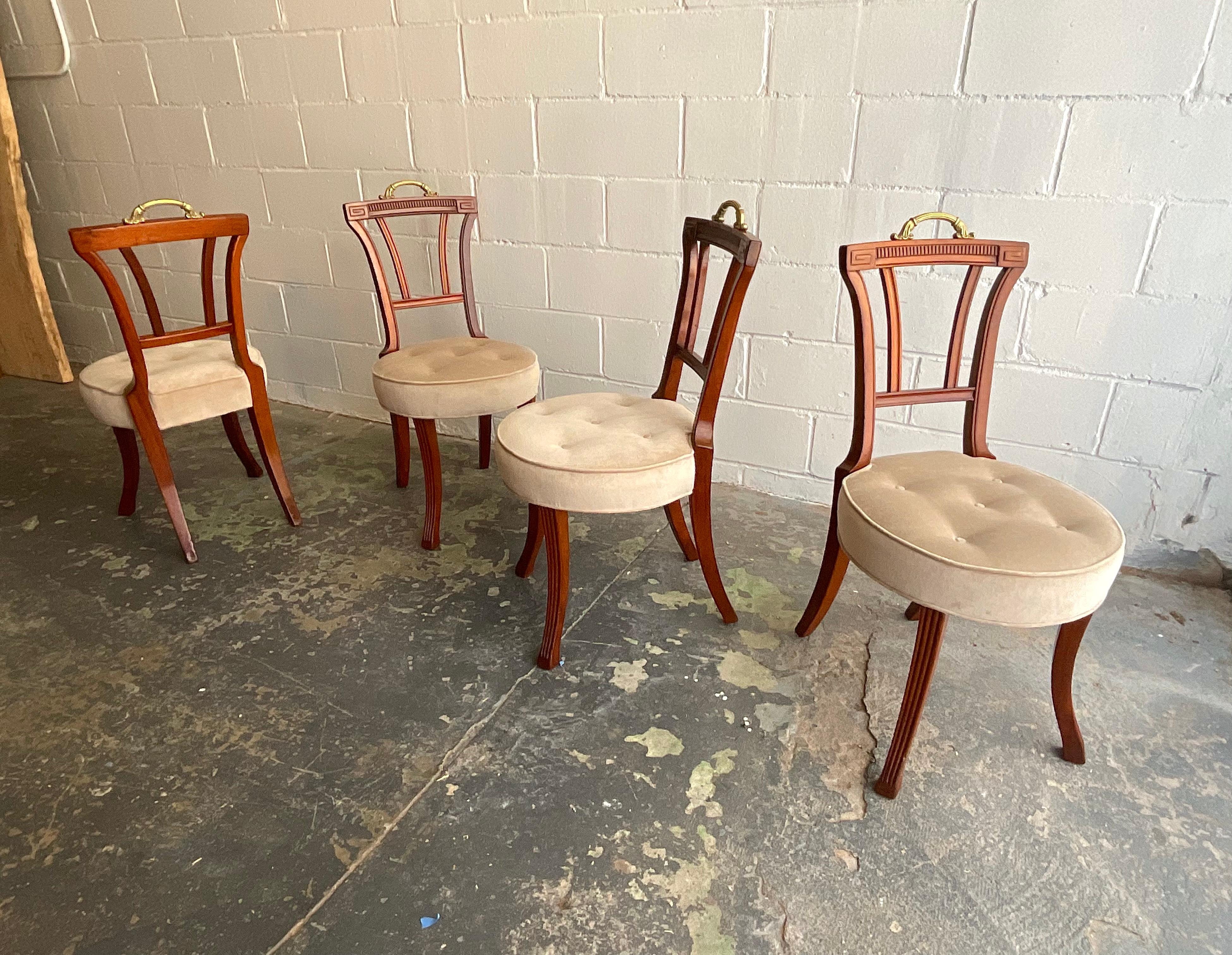 Antique Set of Four Carved Mahogany Grosfeld House Dining Chairs, 1940s For Sale 2