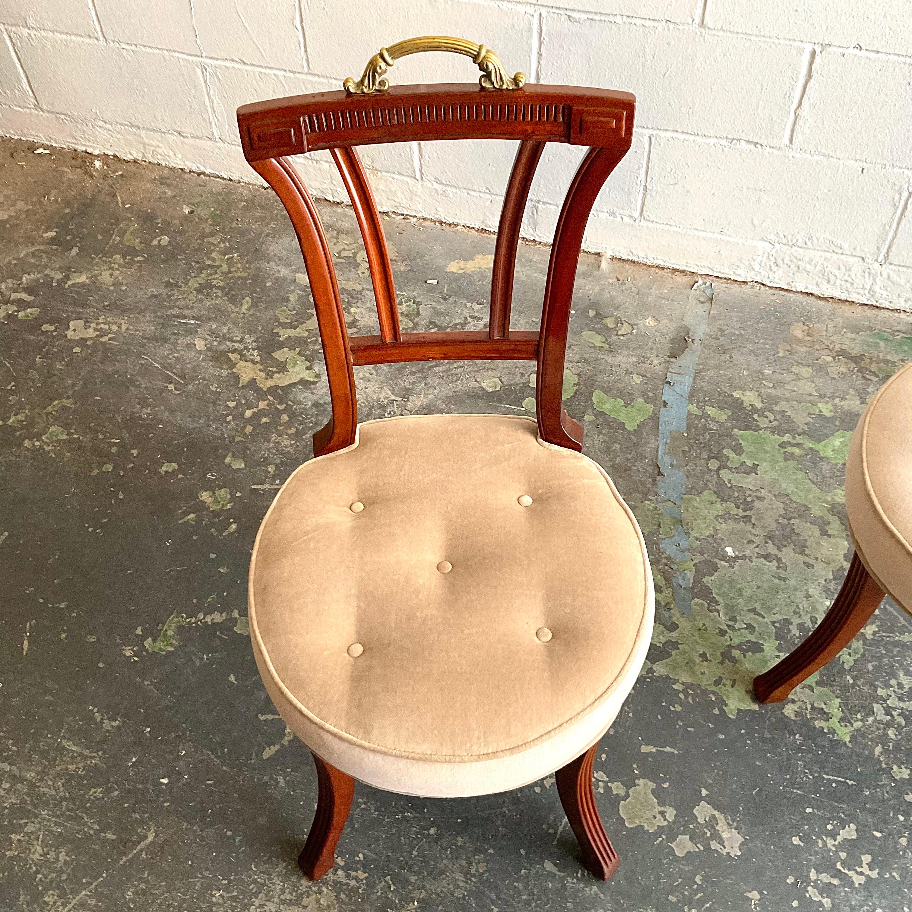 Antique Set of Four Carved Mahogany Grosfeld House Dining Chairs, 1940s For Sale 5