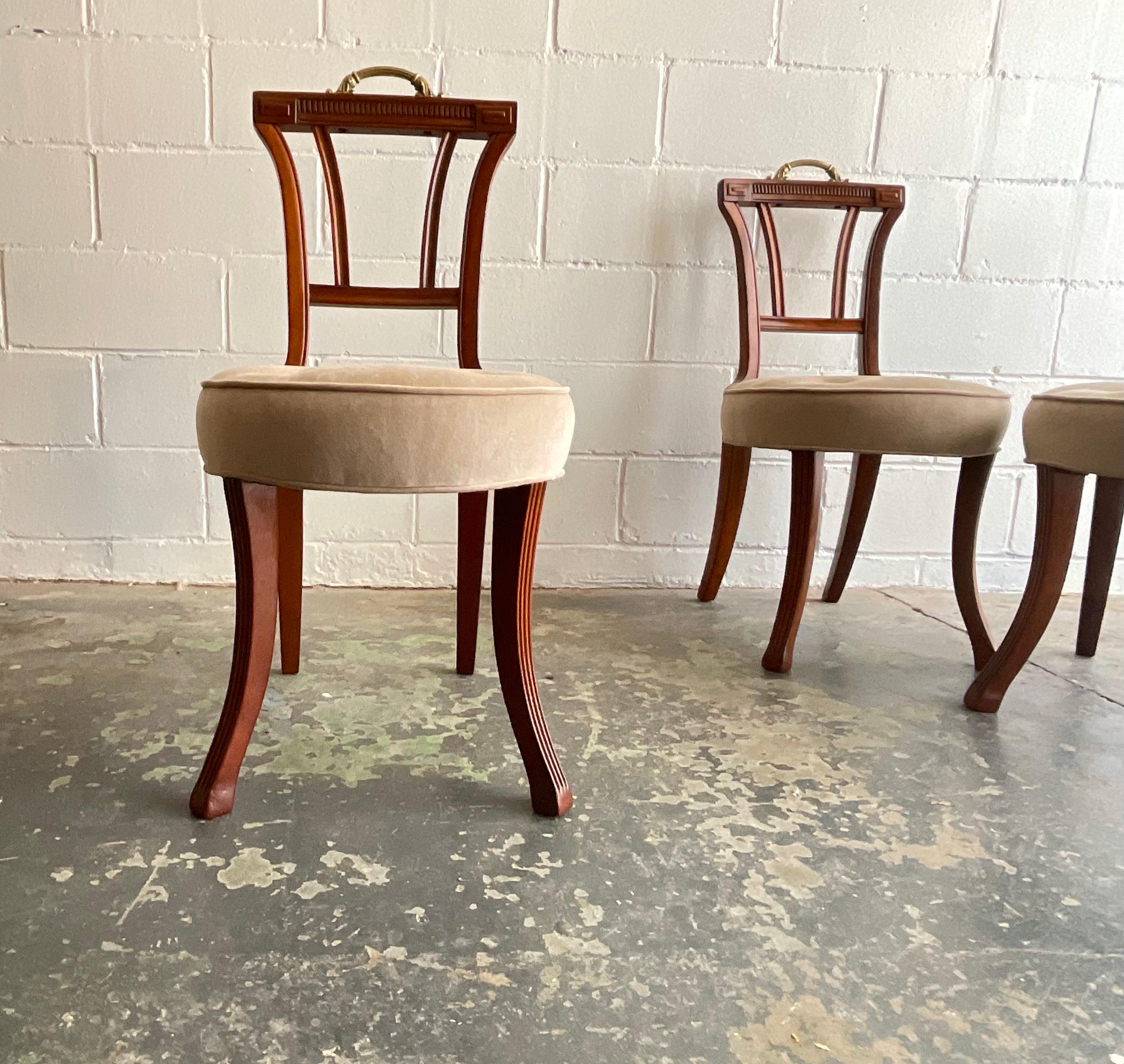 Antique Set of Four Carved Mahogany Grosfeld House Dining Chairs, 1940s For Sale 6