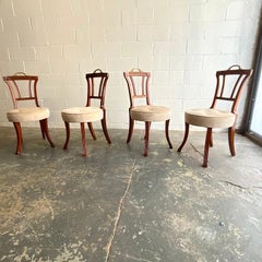 Antique Set of Four Carved Mahogany Grosfeld House Dining Chairs, 1940s