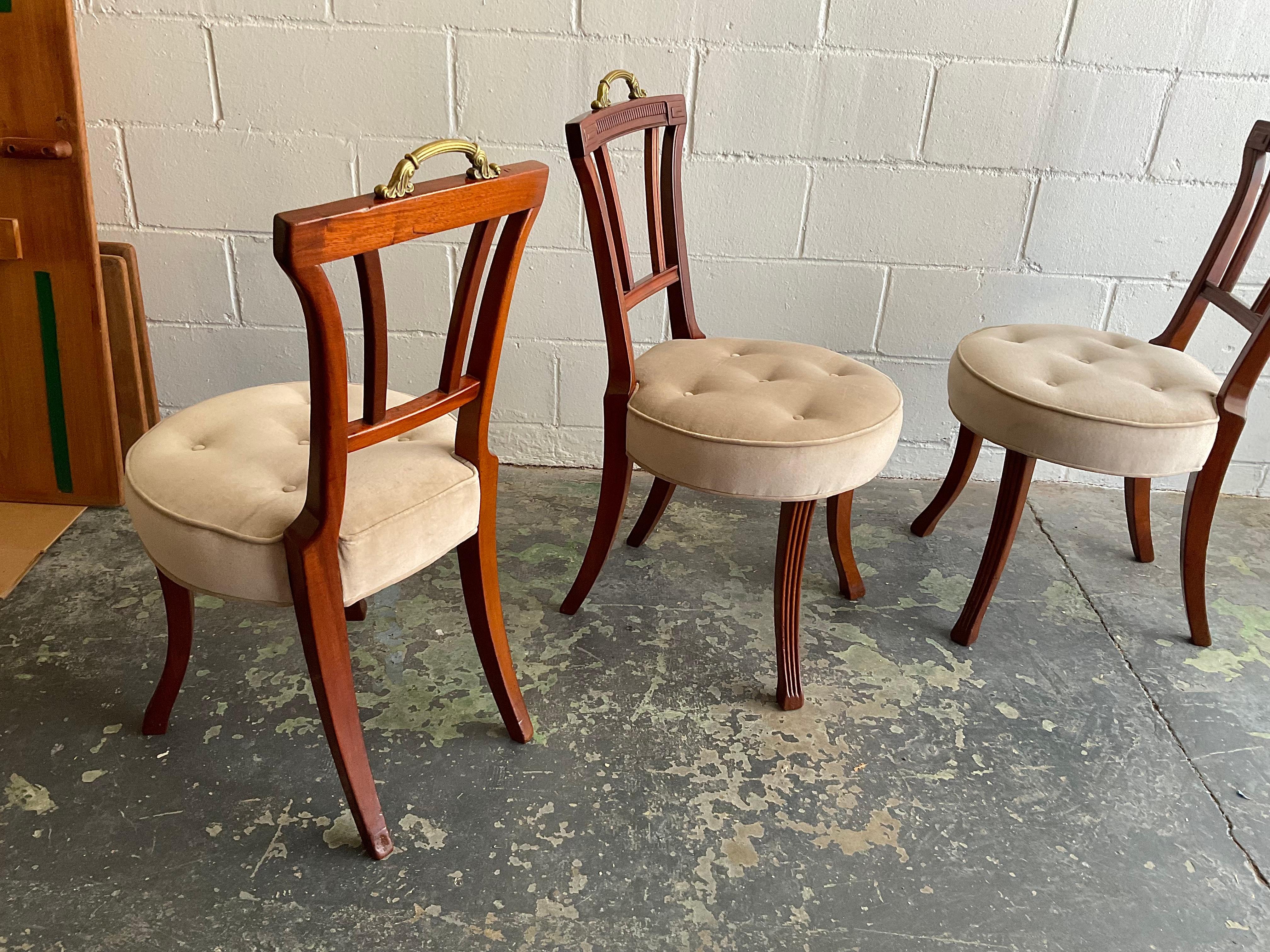 American Antique Set of Four Carved Mahogany Grosfeld House Dining Chairs, 1940s For Sale