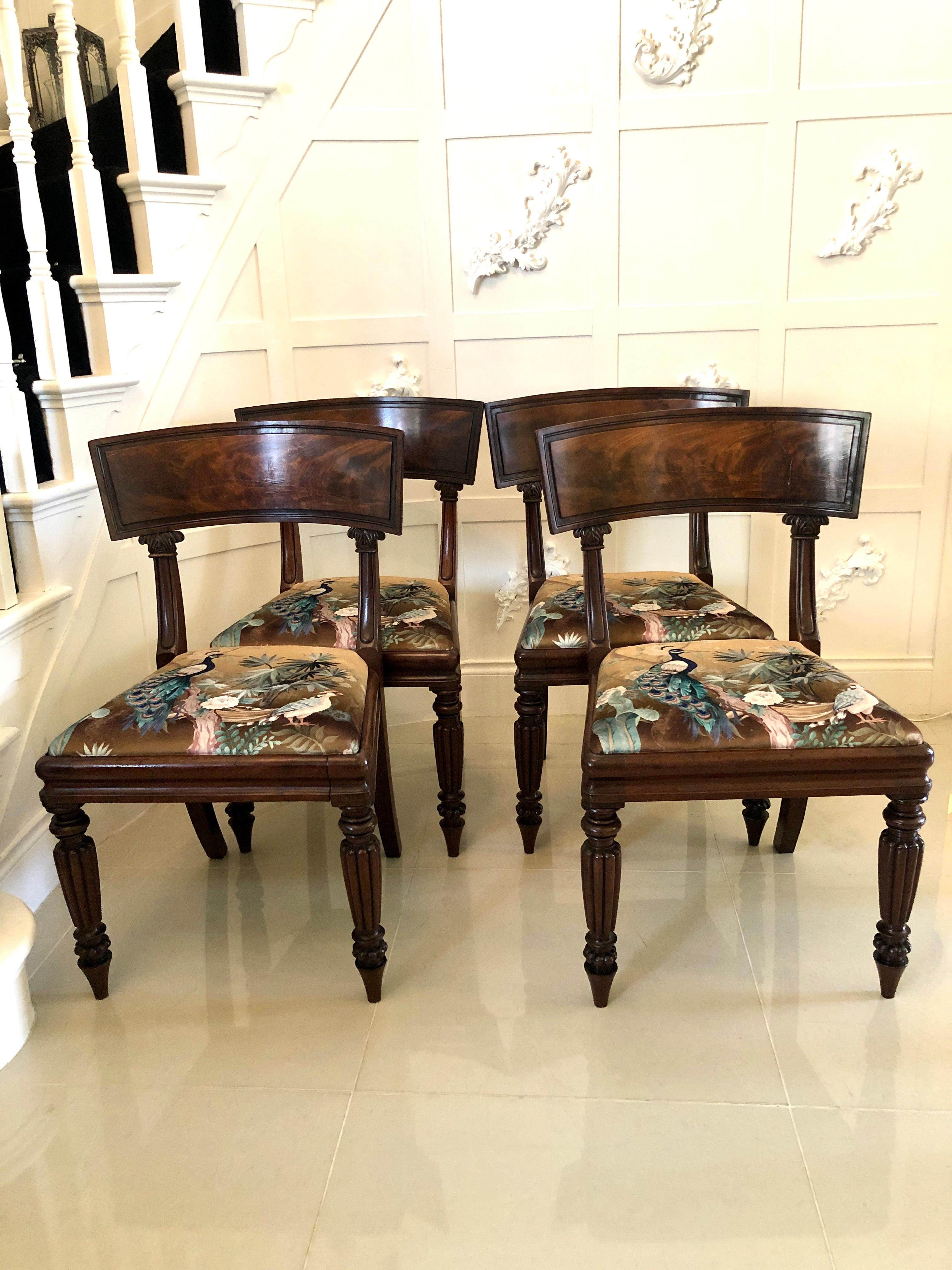 English Antique Set of Four Early 19th Century Mahogany Regency Library Chairs