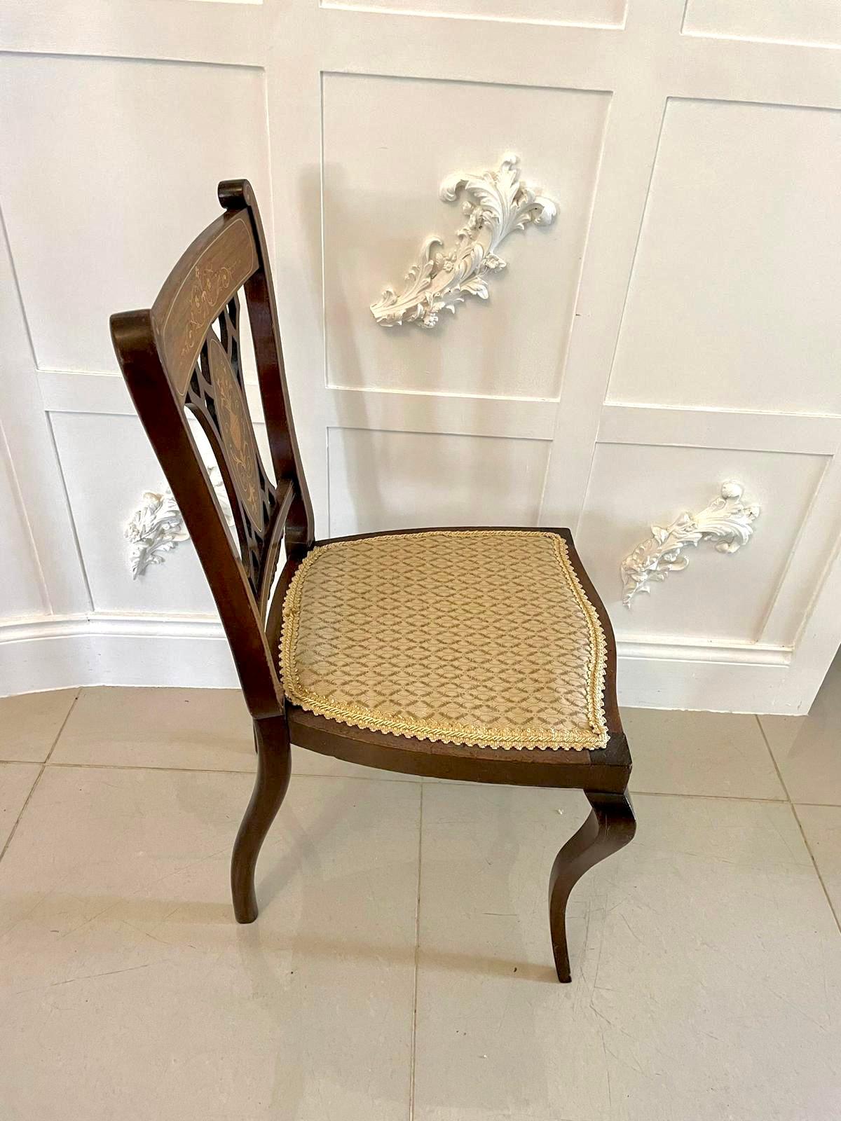 Antique Set of Four Edwardian Rosewood Inlaid Dining Chairs In Good Condition For Sale In Suffolk, GB