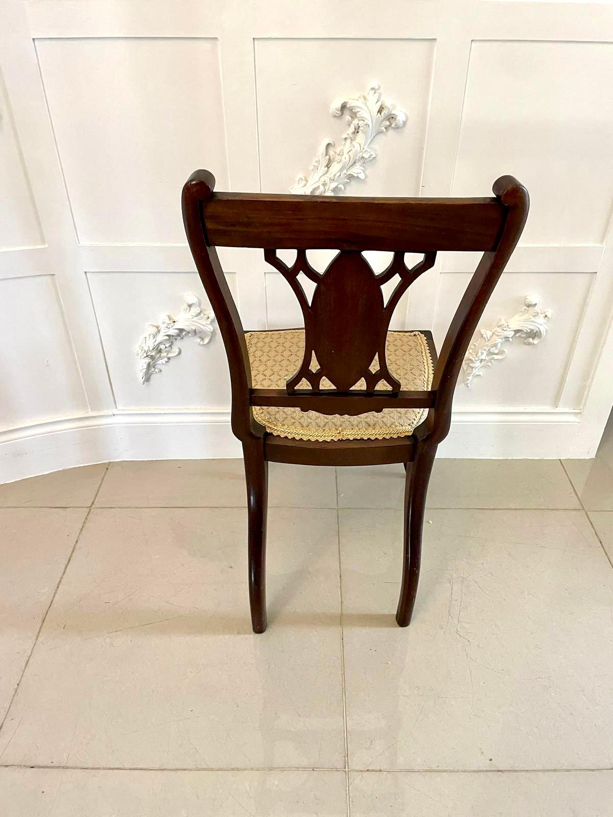 20th Century Antique Set of Four Edwardian Rosewood Inlaid Dining Chairs For Sale