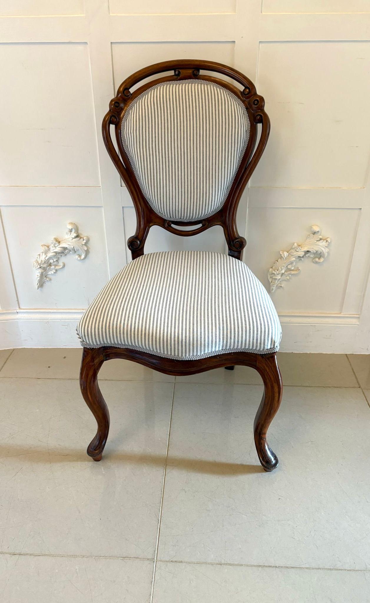 Antique Set of Four Fine Quality Victorian Walnut Balloon Back Dining Chairs 4