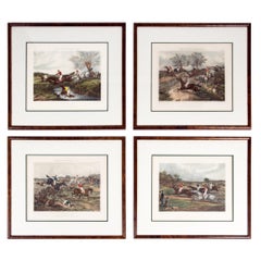 Antique Set of Four Hand Colored Lithographs Forest's  Steeple Chase