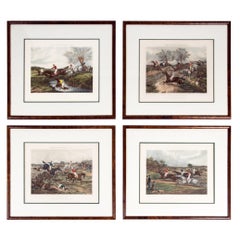 Antique Set of Four Hand Colored Lithographs Forest's  Steeple Chase