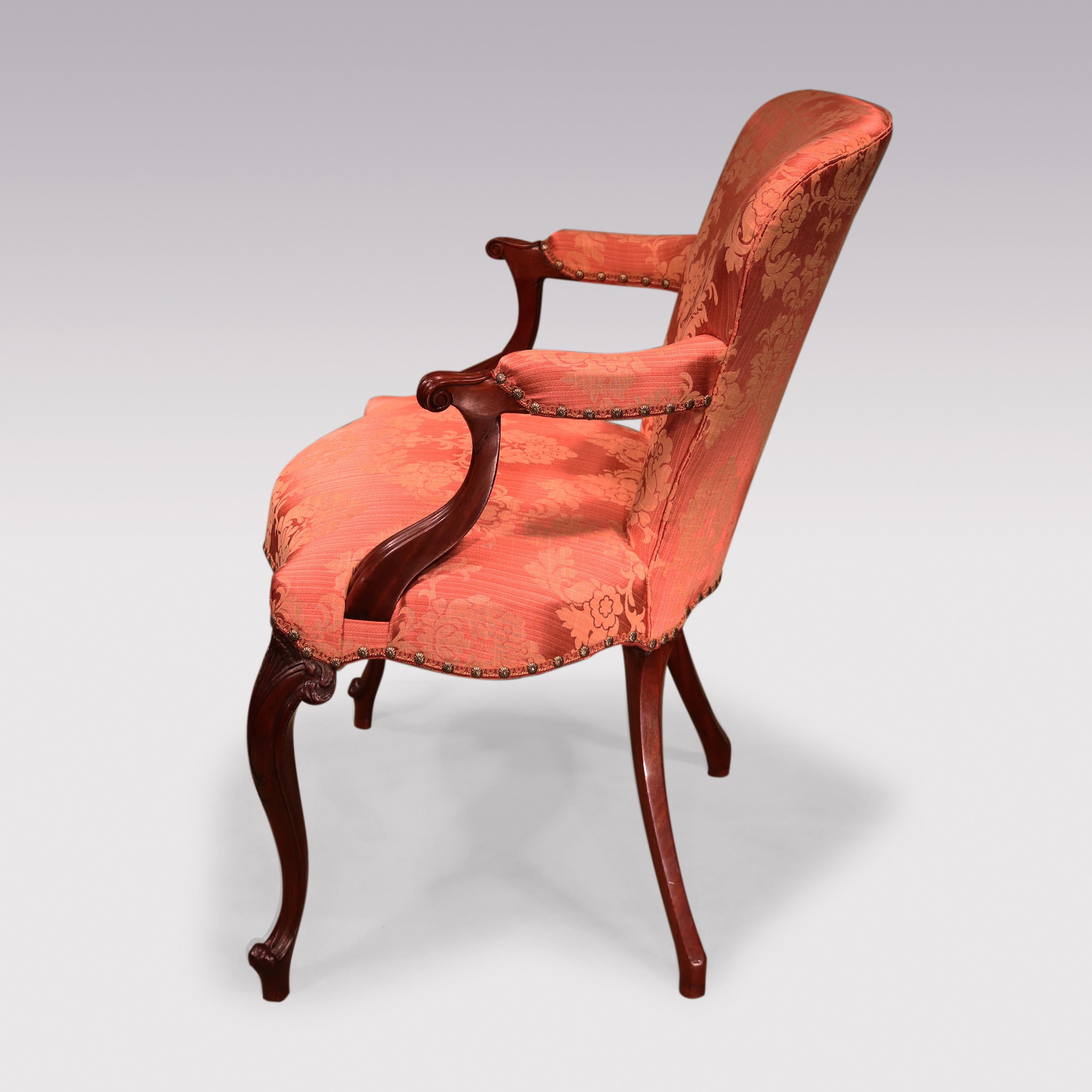 Mahogany Antique set of four Hepplewhite period carved mahogany stuffed back armchairs For Sale
