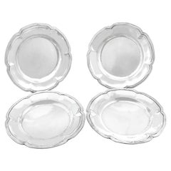 Antique Set of Four Spanish Silver Dinner Plates (1784)