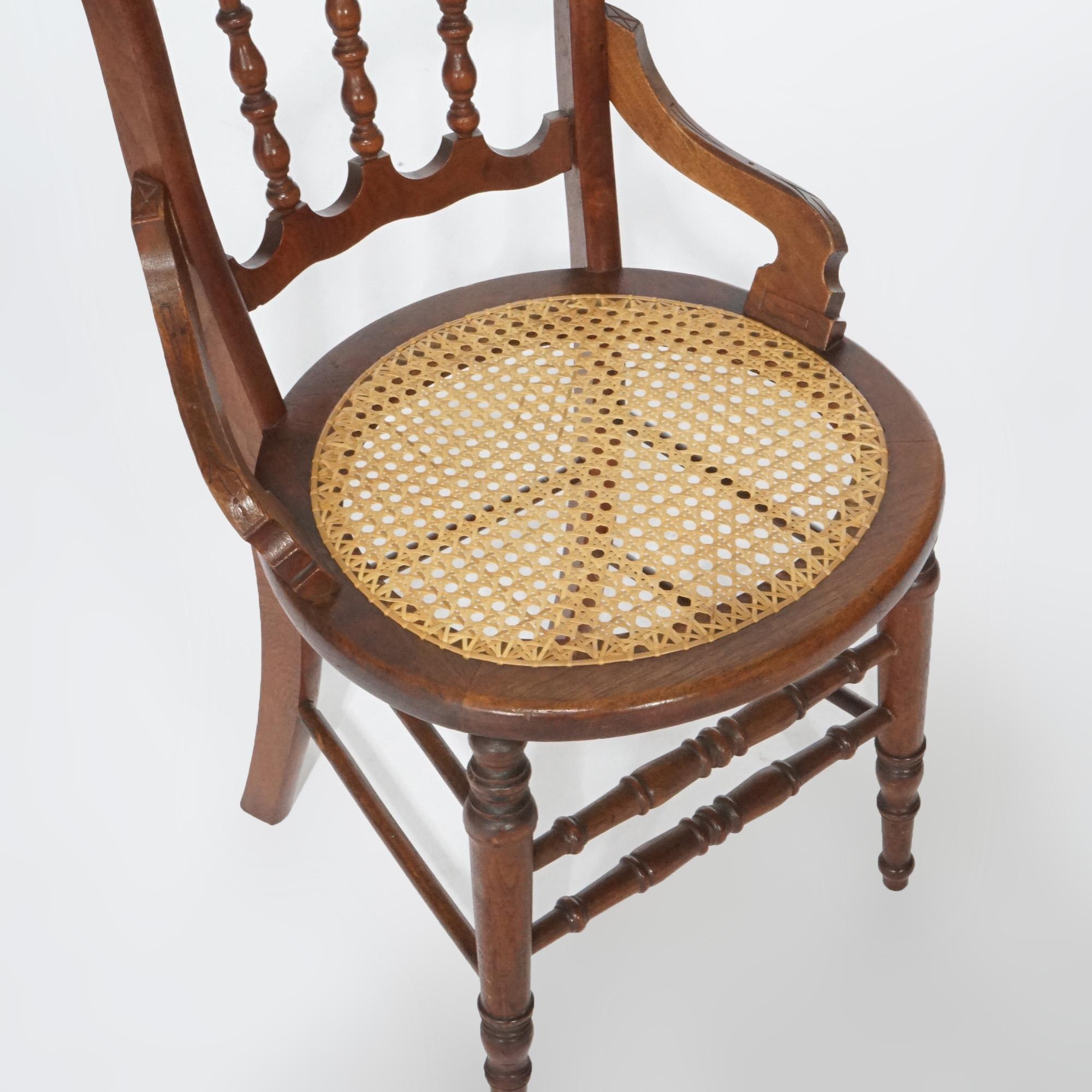 Antique Set of Four Victorian Walnut & Pressed Cane Dining Chairs, Circa 1890 For Sale 5