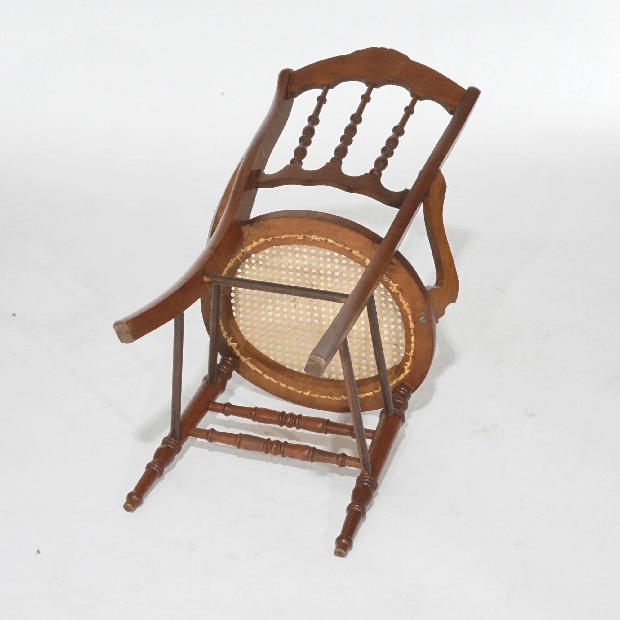 Antique Set of Four Victorian Walnut & Pressed Cane Dining Chairs, Circa 1890 For Sale 7