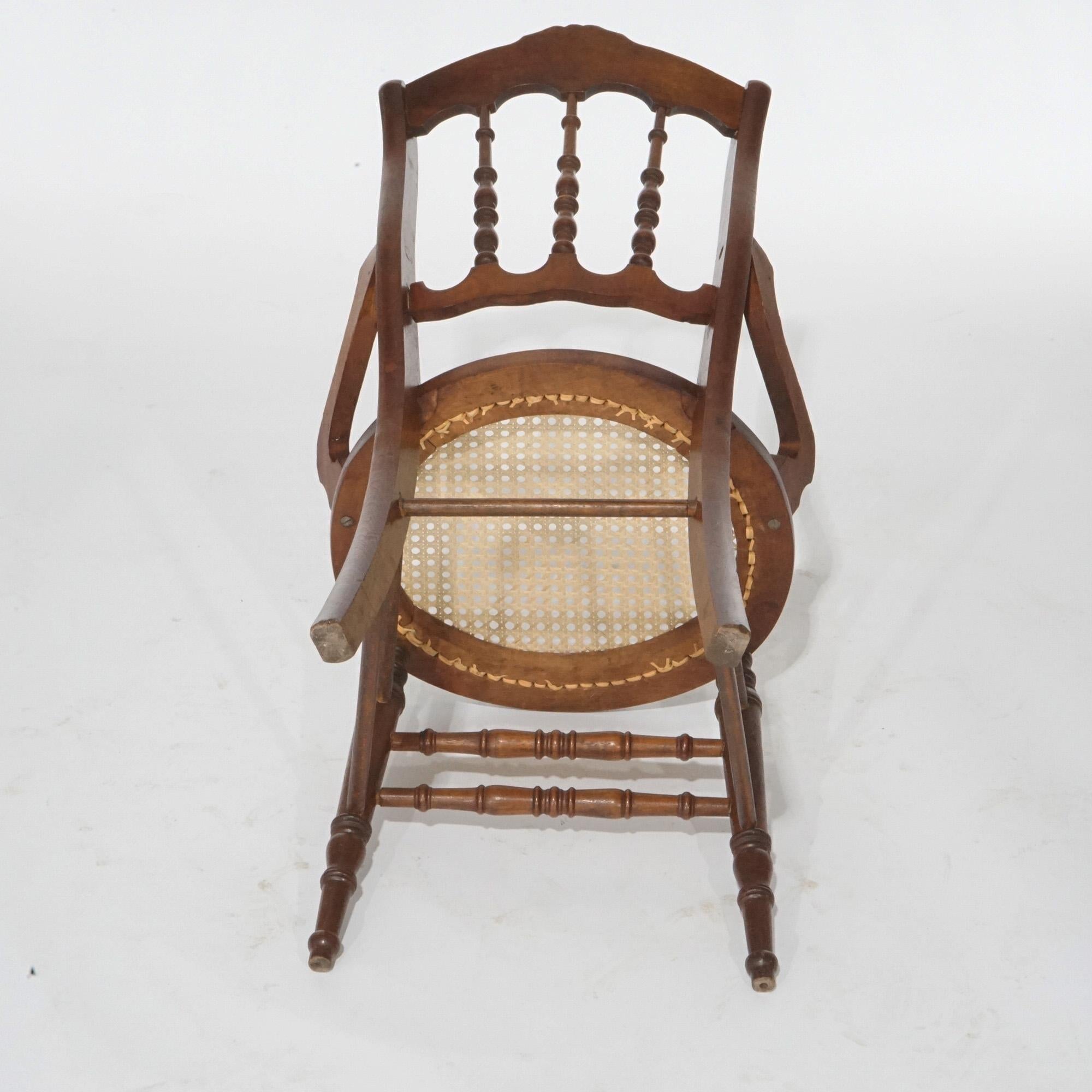 Antique Set of Four Victorian Walnut & Pressed Cane Dining Chairs, Circa 1890 For Sale 8