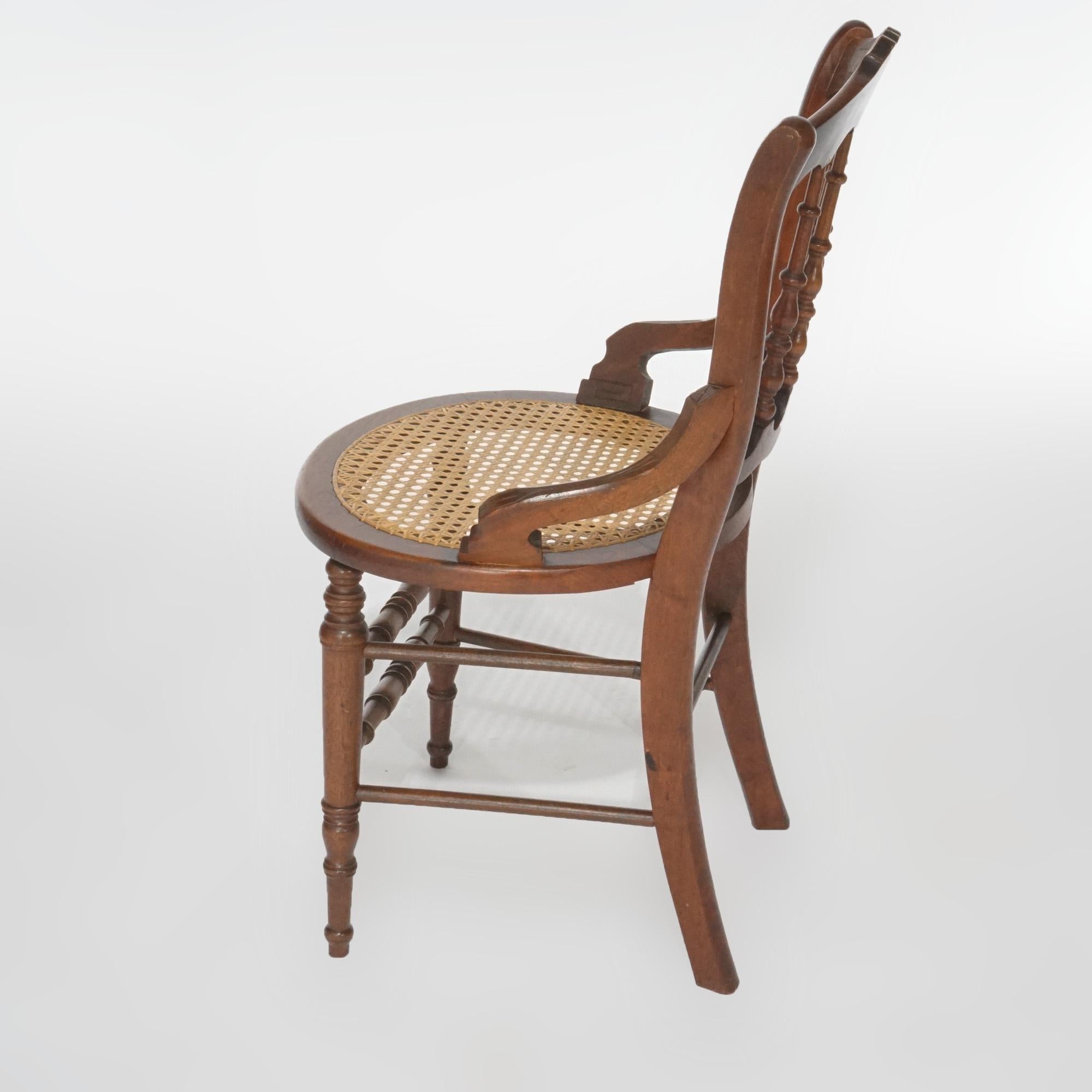 19th Century Antique Set of Four Victorian Walnut & Pressed Cane Dining Chairs, Circa 1890 For Sale