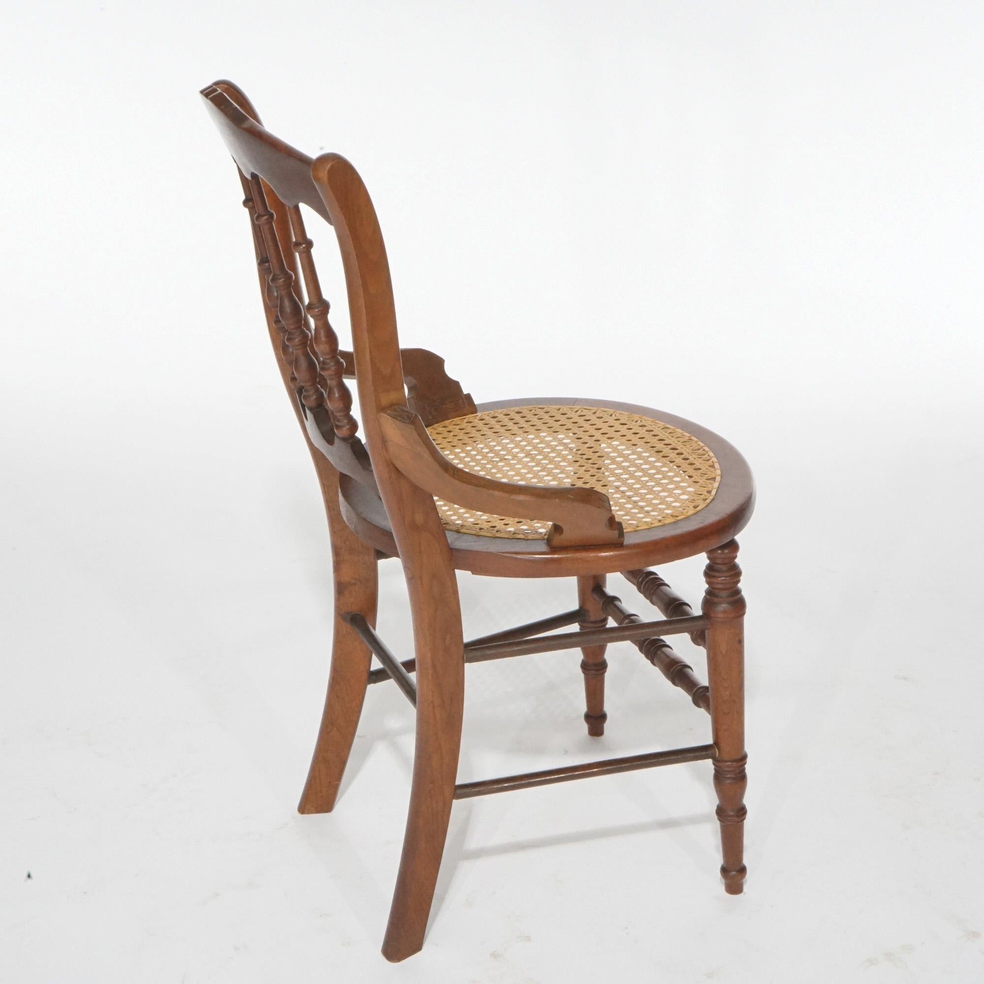 Antique Set of Four Victorian Walnut & Pressed Cane Dining Chairs, Circa 1890 For Sale 1