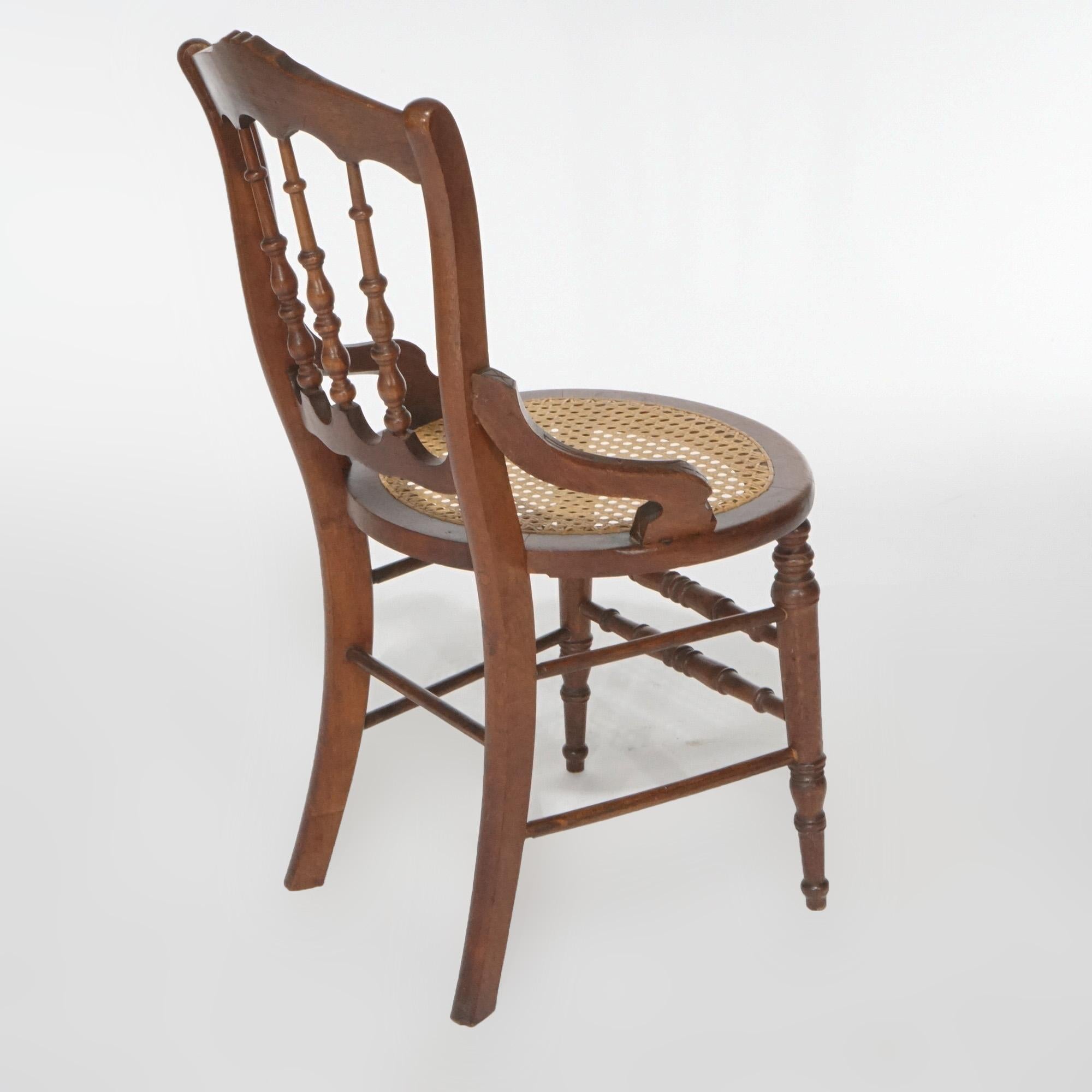 Antique Set of Four Victorian Walnut & Pressed Cane Dining Chairs, Circa 1890 For Sale 2