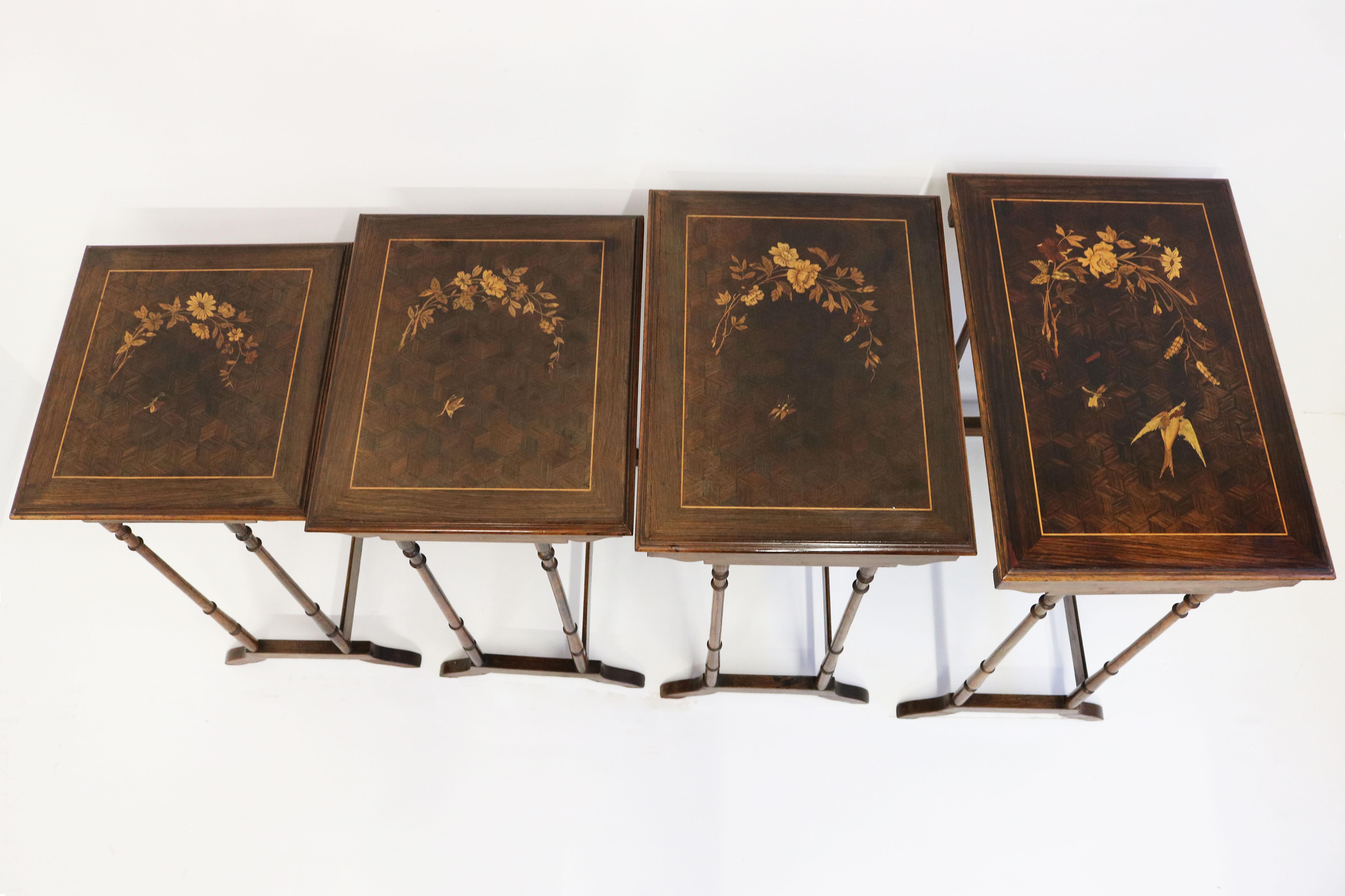 Antique Set of French Japonisme Art Nouveau Nesting Tables 1890 table side table For Sale 4