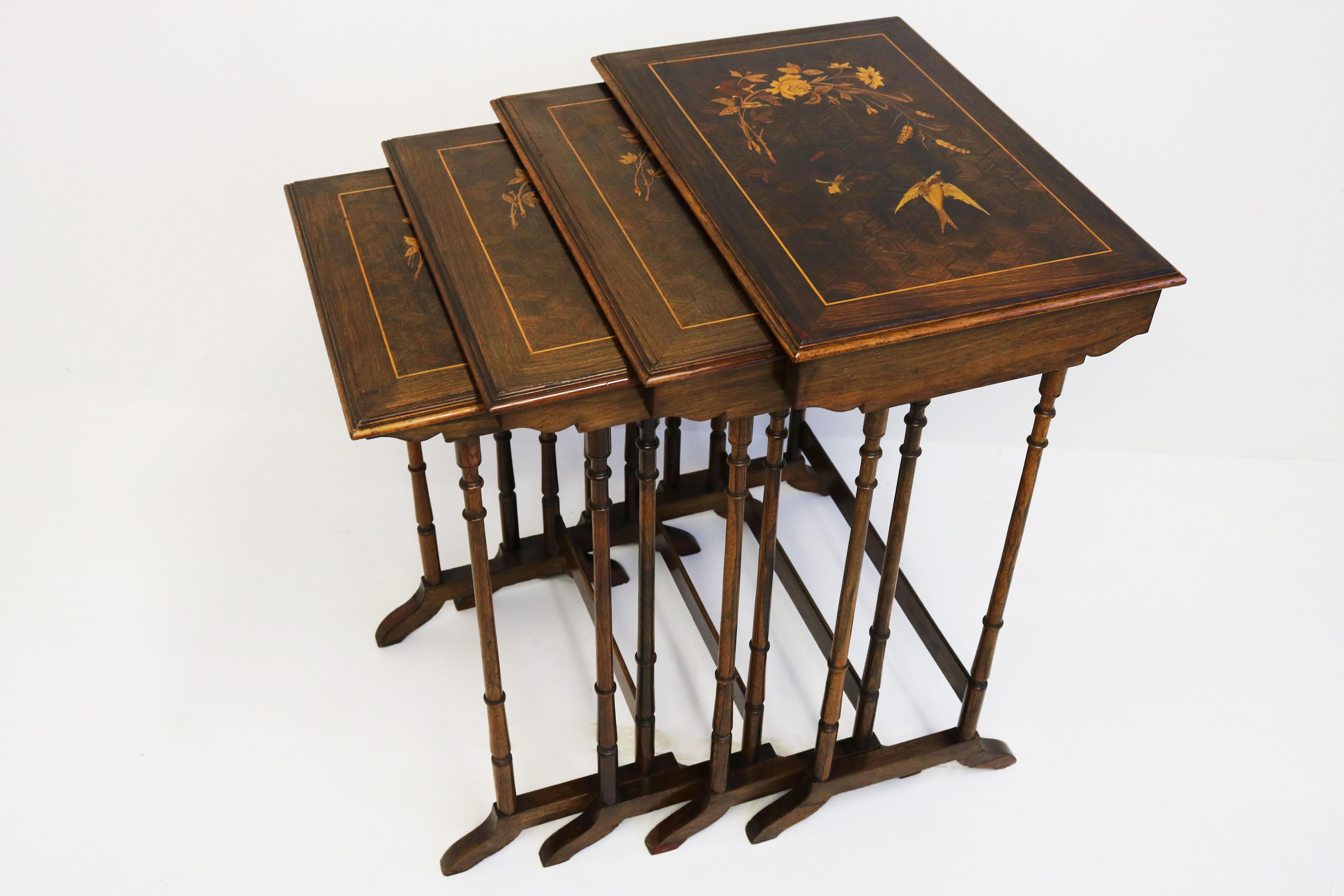 Antique Set of French Japonisme Art Nouveau Nesting Tables 1890 table side table For Sale 6