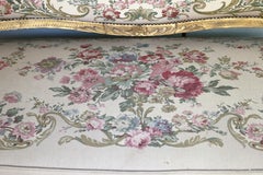 Antique Set of French Tapestry Gild Carved Gold Wood Arm Chairs Chairs & Sofa