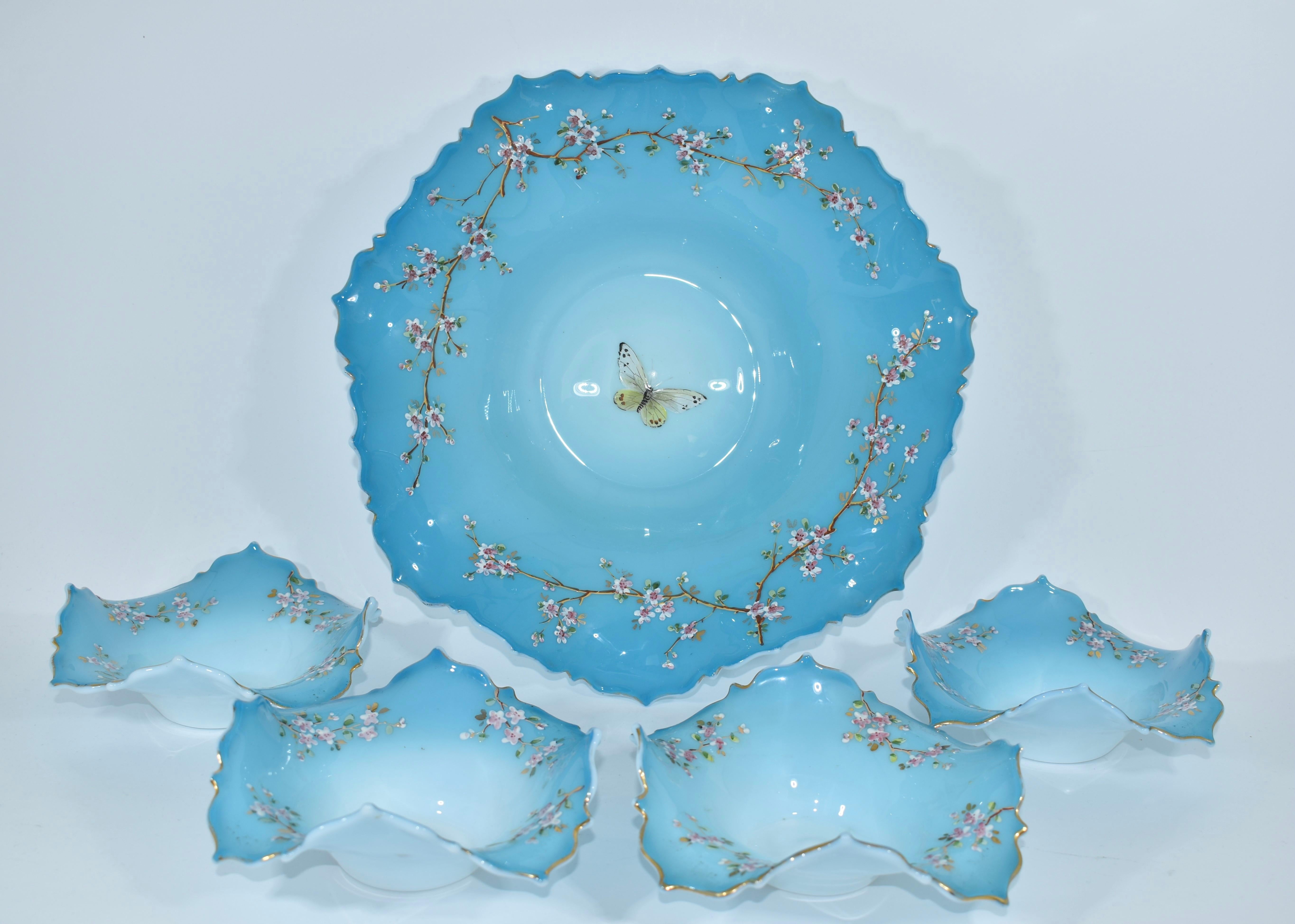Antique Set of French Turquoise Opaline Glass Plates, 19th Centurz In Good Condition For Sale In Rostock, MV