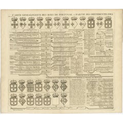 Antique Set of Genealogy Charts of the Kings of Portugal by Chatelain, 1732