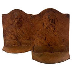 Antique Set of Iron Bookends Depicting Shakespeare in Copper Patinated Finish