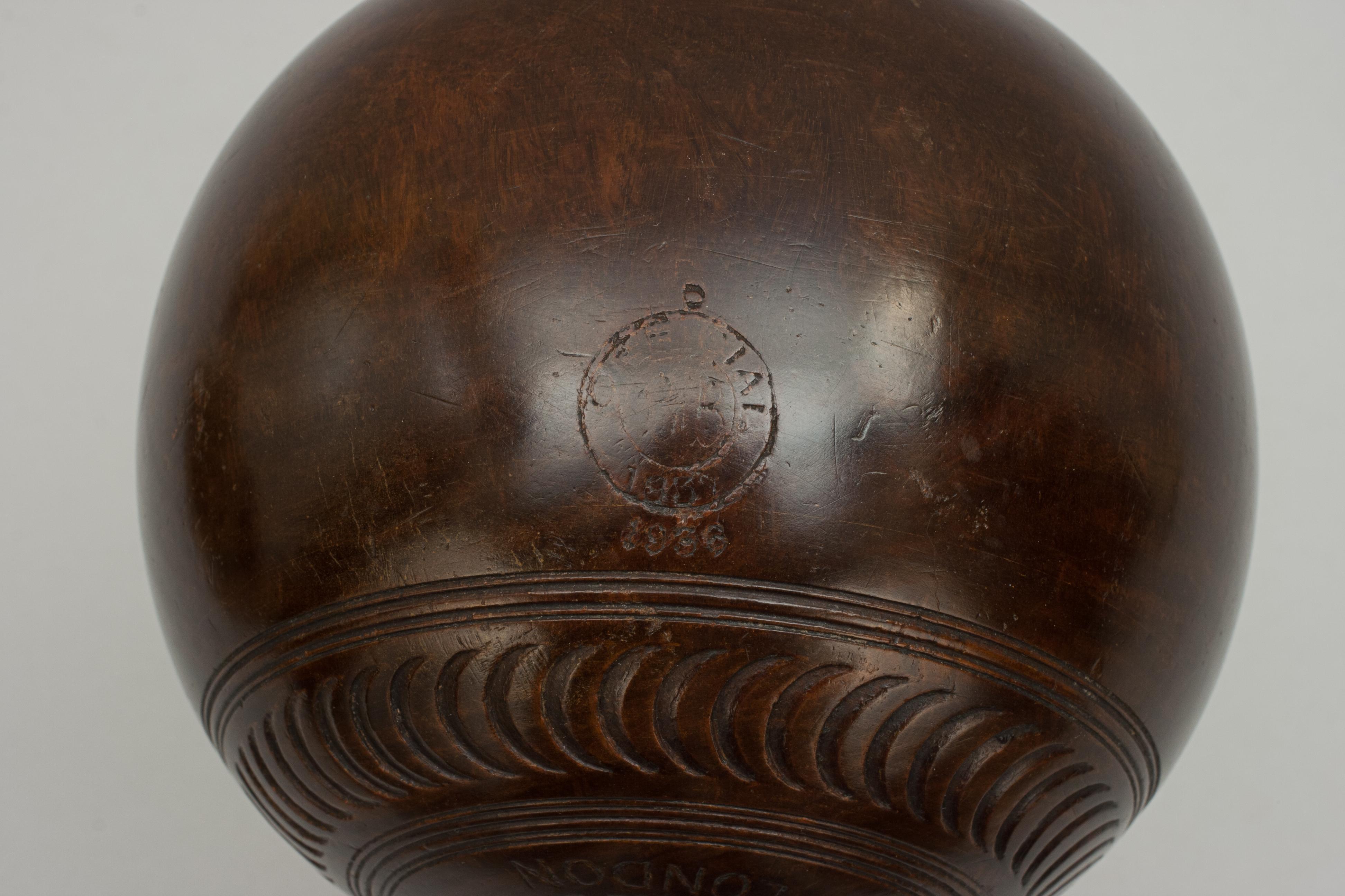 British Antique Set of Lawn Bowls, Bowling Bowls, Lignum Vitae