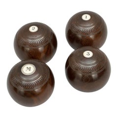 Vintage Set of Lawn Bowls, Bowling Bowls, Lignum Vitae