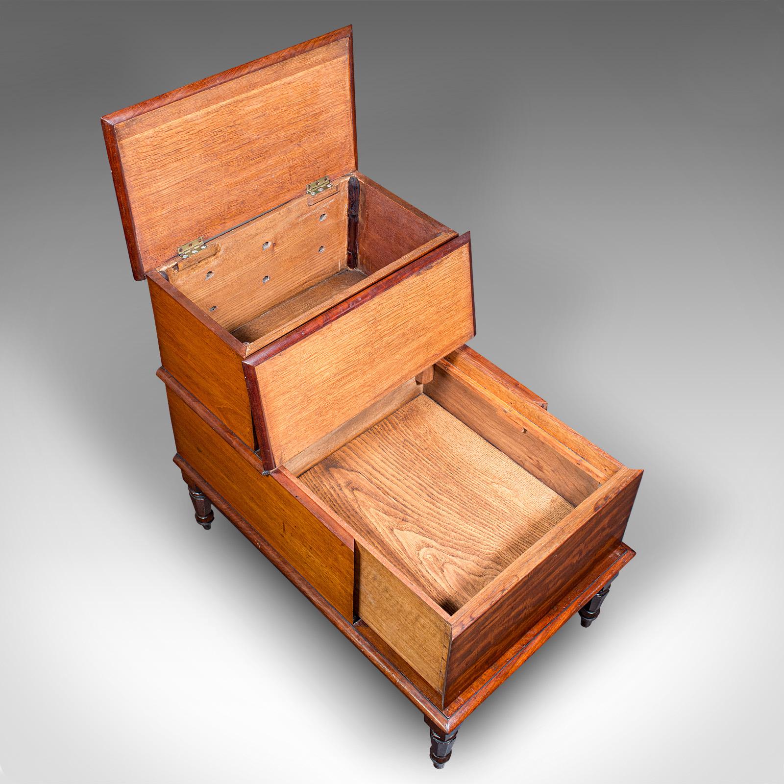 Antique Set of Library Steps, English, Walnut, Oak, Step Storage Stand, Regency For Sale 5