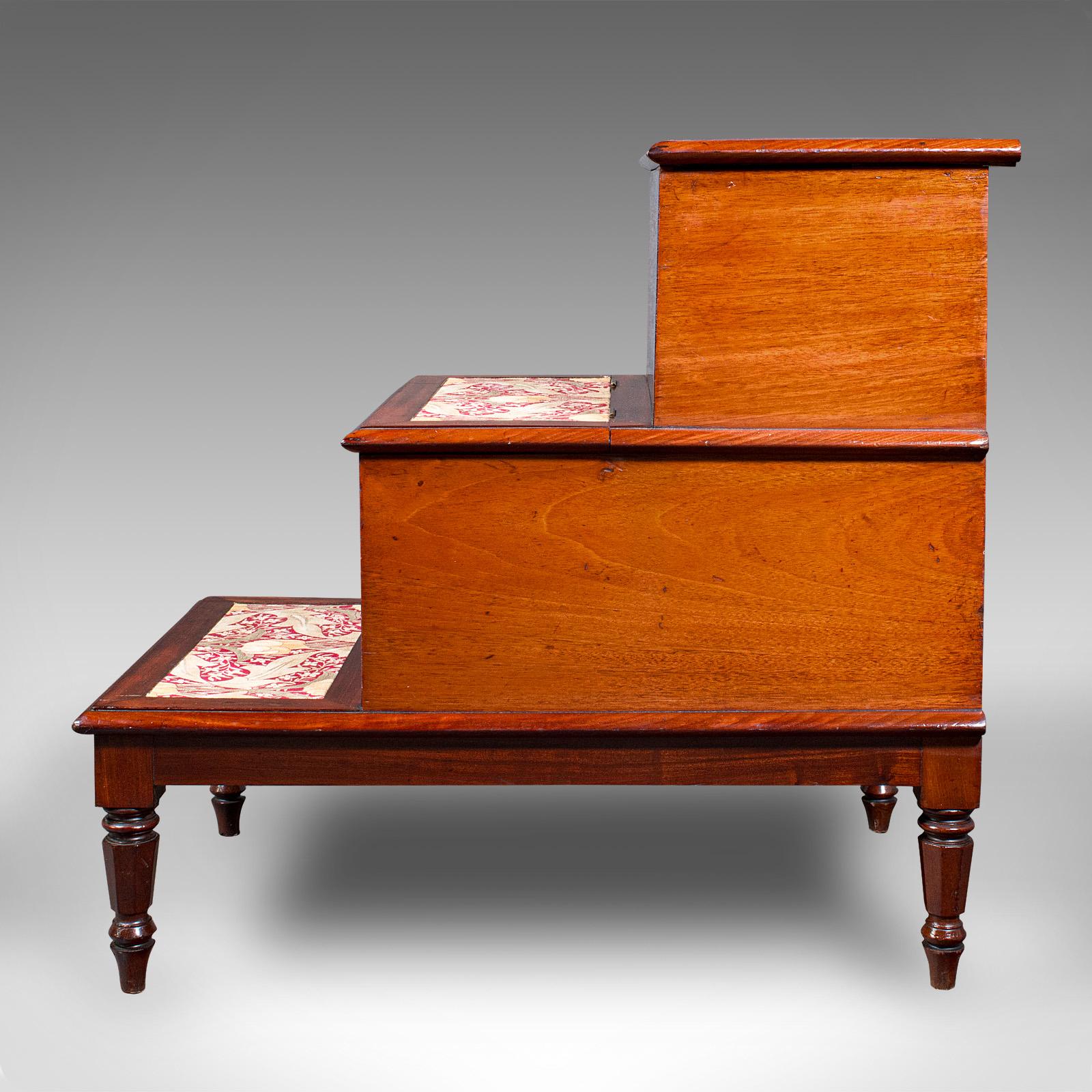 Ensemble antique de marches de bibliothèque, anglais, noyer, Oak, Step Storage Stand, Regency en vente 2
