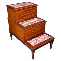 Antique Set of Library Steps, English, Walnut, Oak, Step Storage Stand, Regency