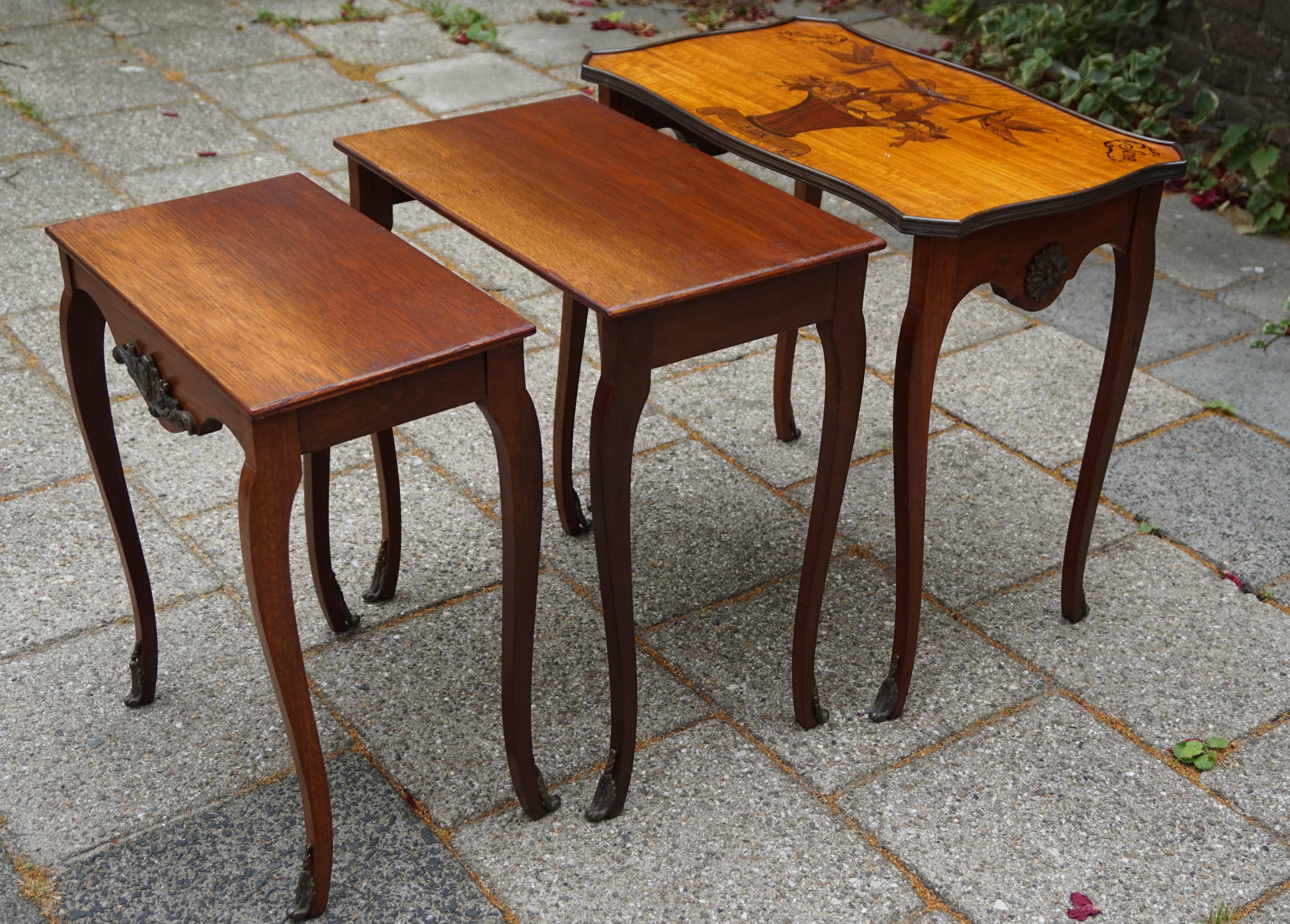 antique nesting tables with inlay