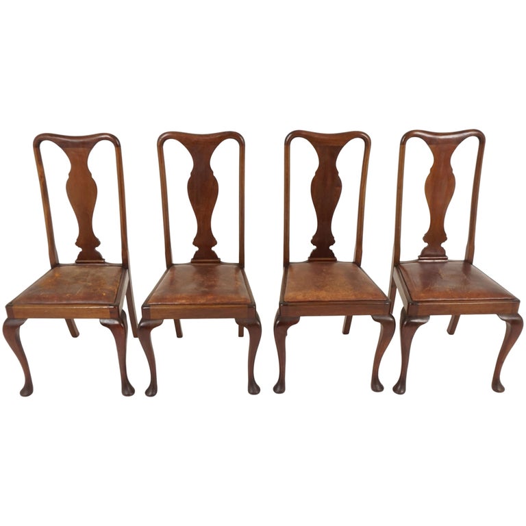 Antique Set Of 4 Mahogany Queen Anne, Styles Of Antique Dining Chairs