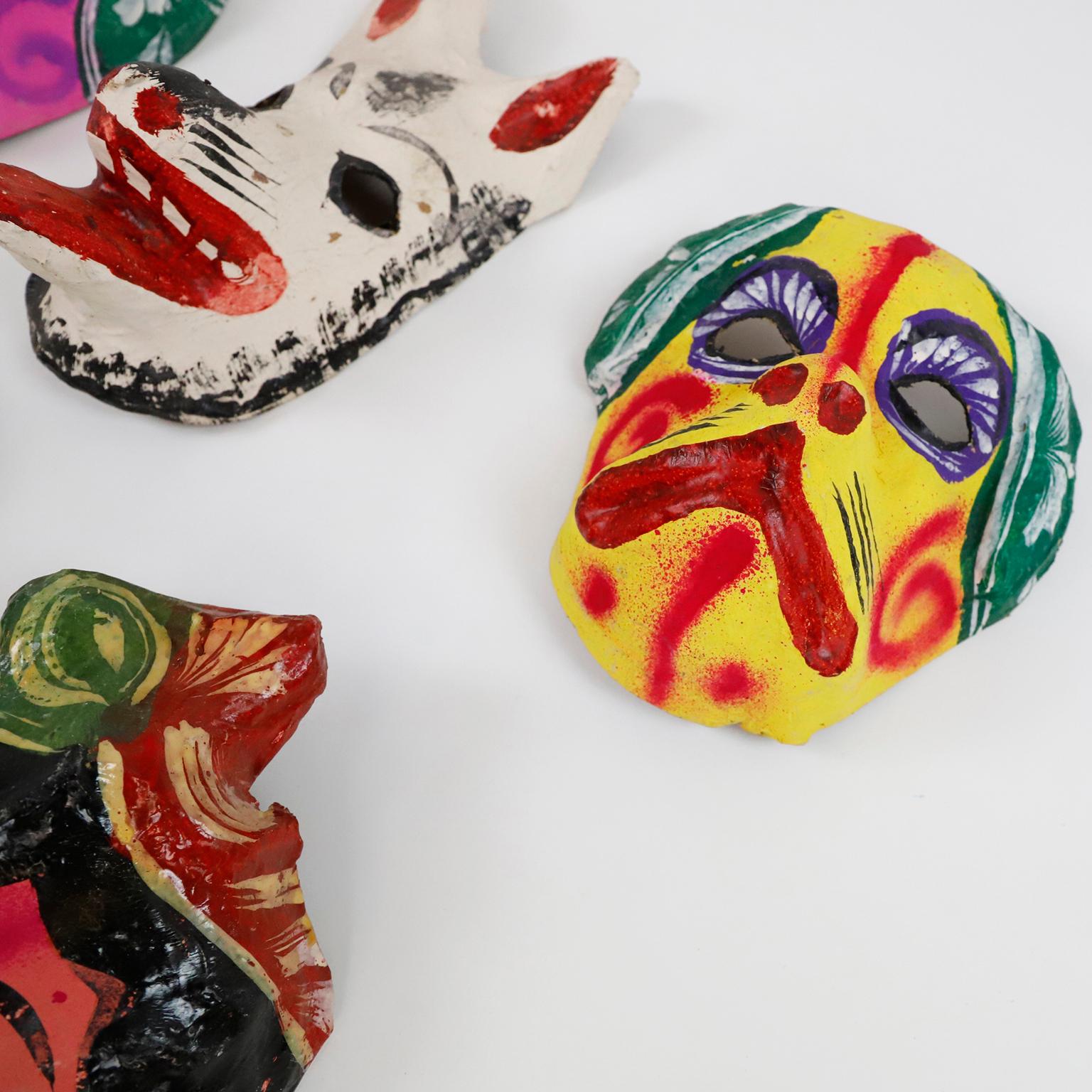 Antique Set of Mexican Papier-Mâché Masks 2 For Sale at 1stDibs