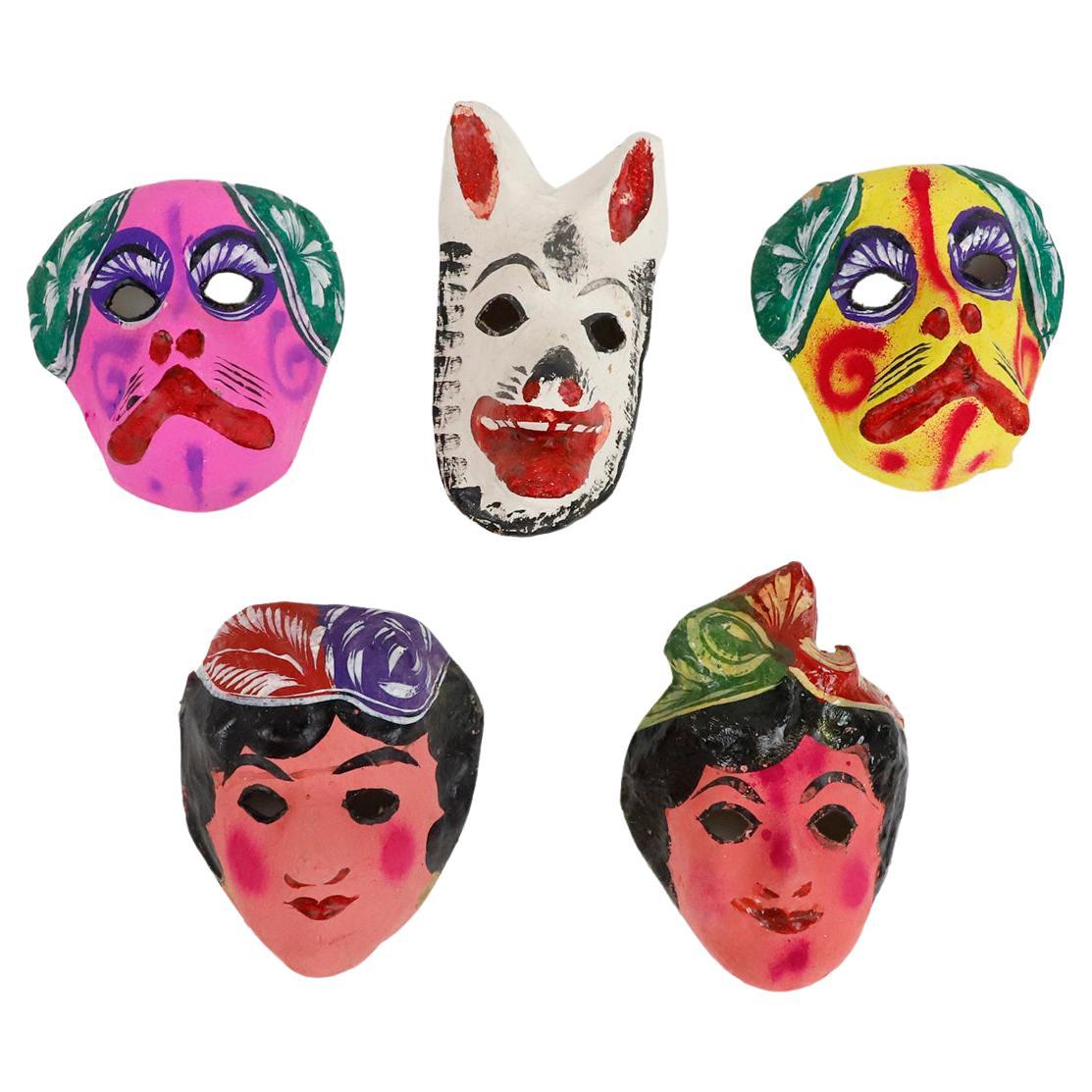 Antiker Satz mexikanischer Pappmaschee-Masken 2