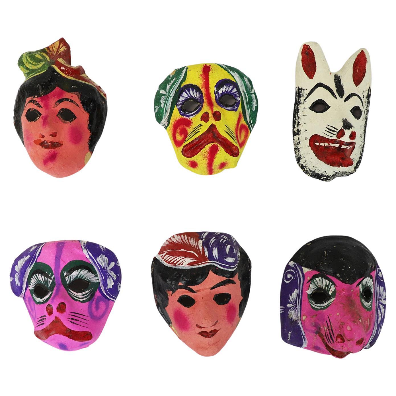 Antique Set of Mexican Papier-Mâché Masks 2