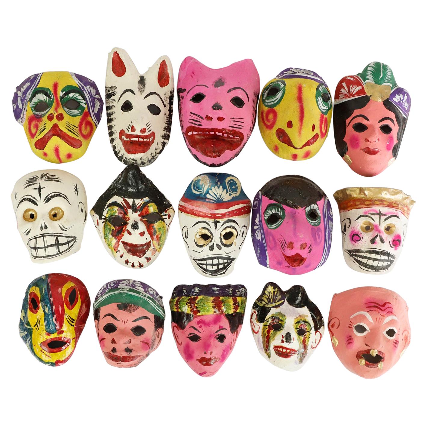Antique Set of Mexican Papier-Mâché Masks