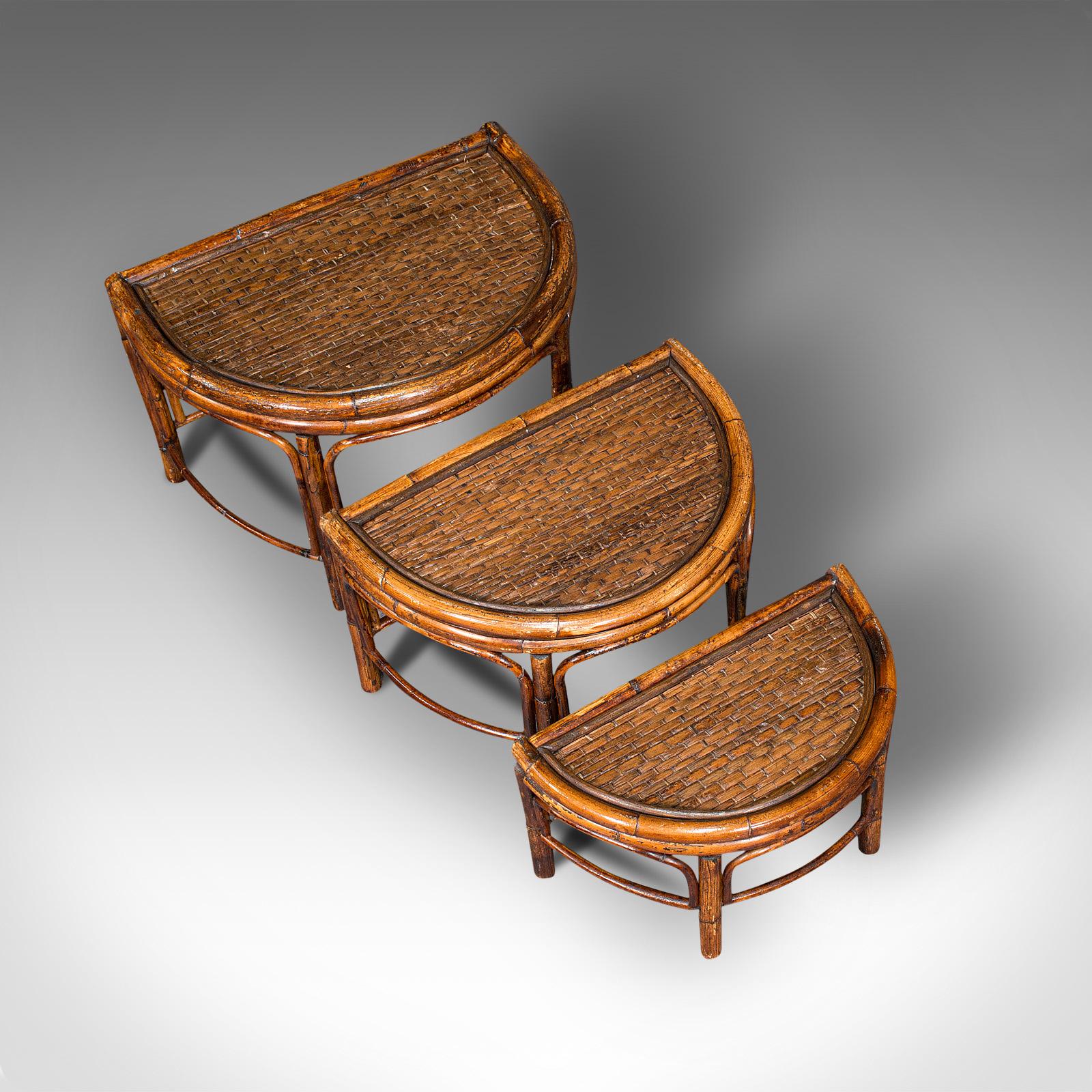 Antique Set Of Nesting Tables, Oriental, Bamboo, Occasional, Side, Edwardian For Sale 2