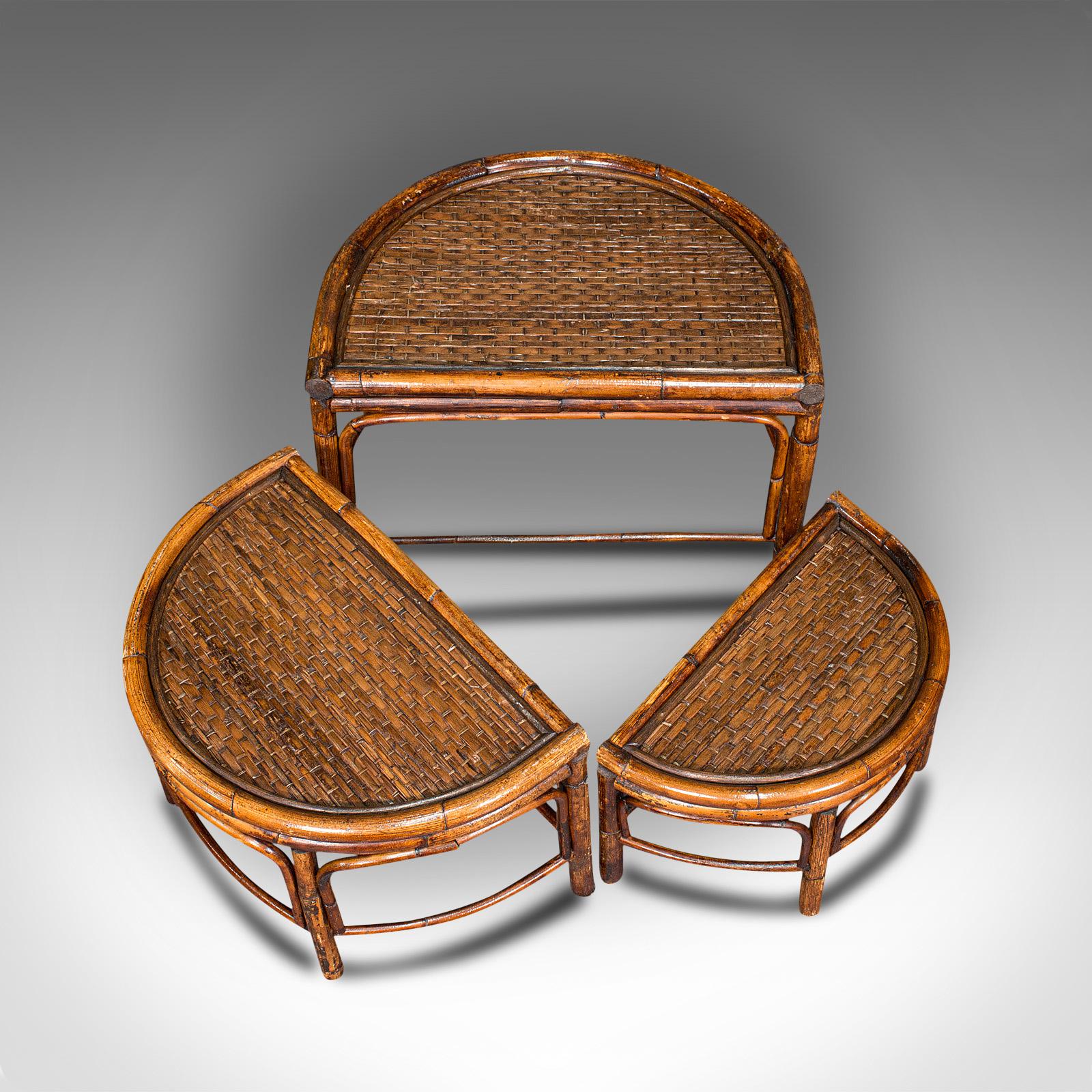 Antikes Set von verschachtelten Tischen, orientalisch, Bambus, Beistelltisch, Edwardian im Angebot 5