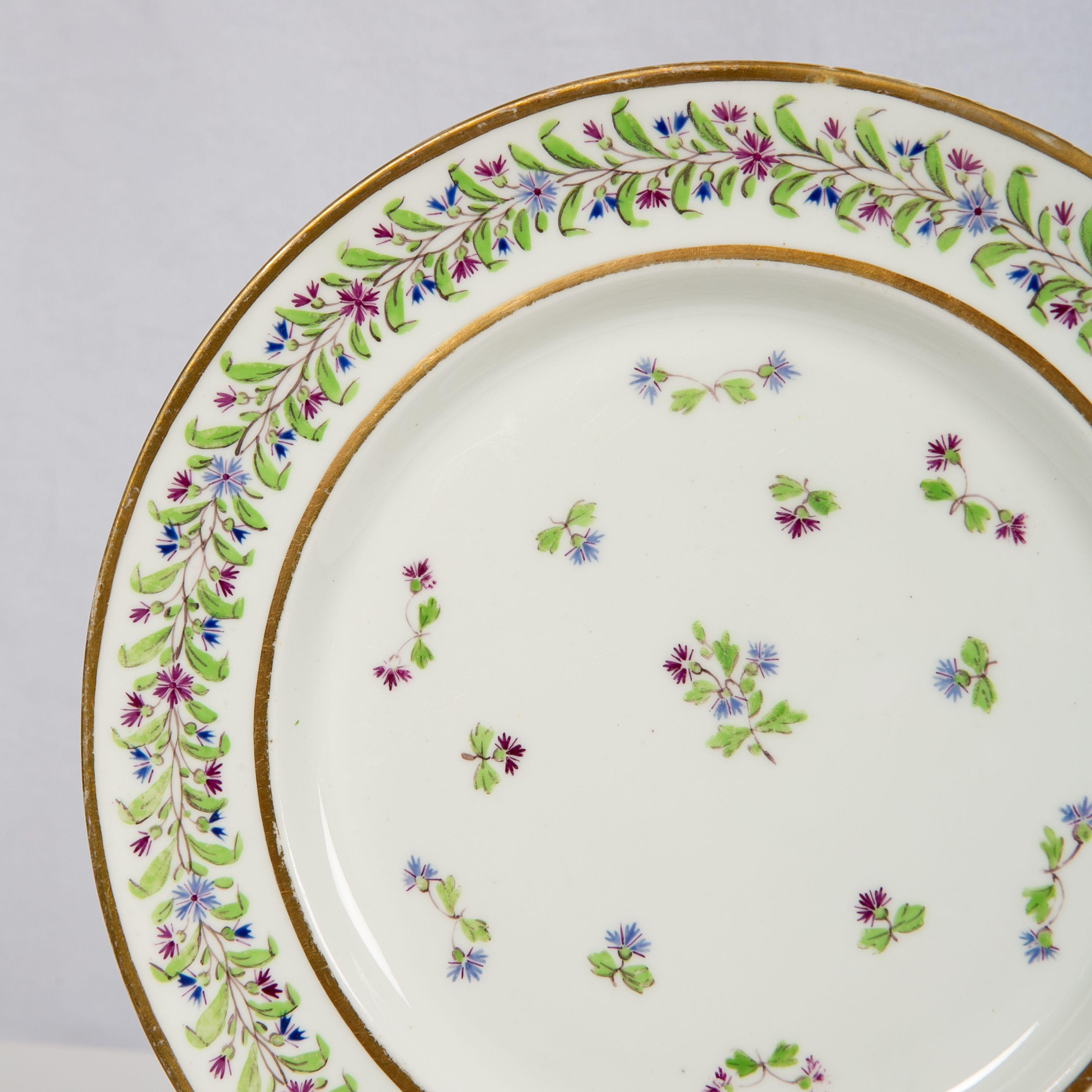 Louis XVI Antique Set of Porcelain Dishes Sprig Decorated
