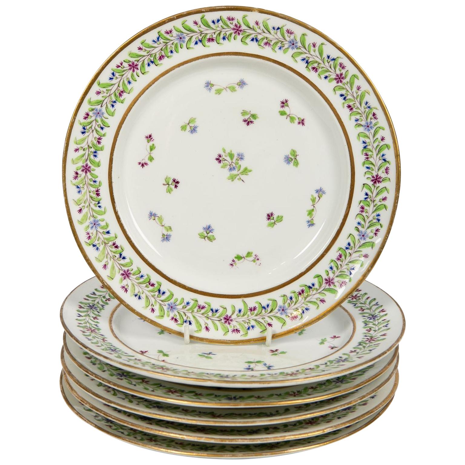 Antique Set of Porcelain Dishes Sprig Decorated