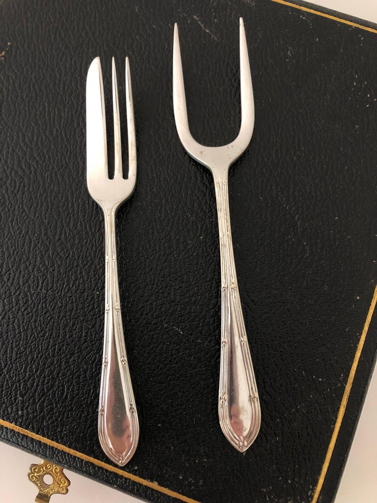 Antique Set of Silver Plate Fish Forks at 1stDibs