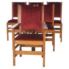 Used Set of Six Arts & Crafts Stickley School Mission Oak Dining Chairs C1910