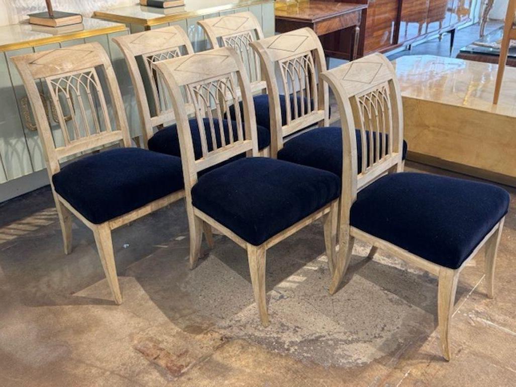 Antiguo Juego de Seis Sillas de Caoba Blanqueada Estilo Imperio Francés en Bueno estado para la venta en Dallas, TX