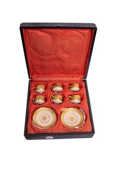 Antique Set of Six Japanese Sake Cups and Saucers, Late 19th Century